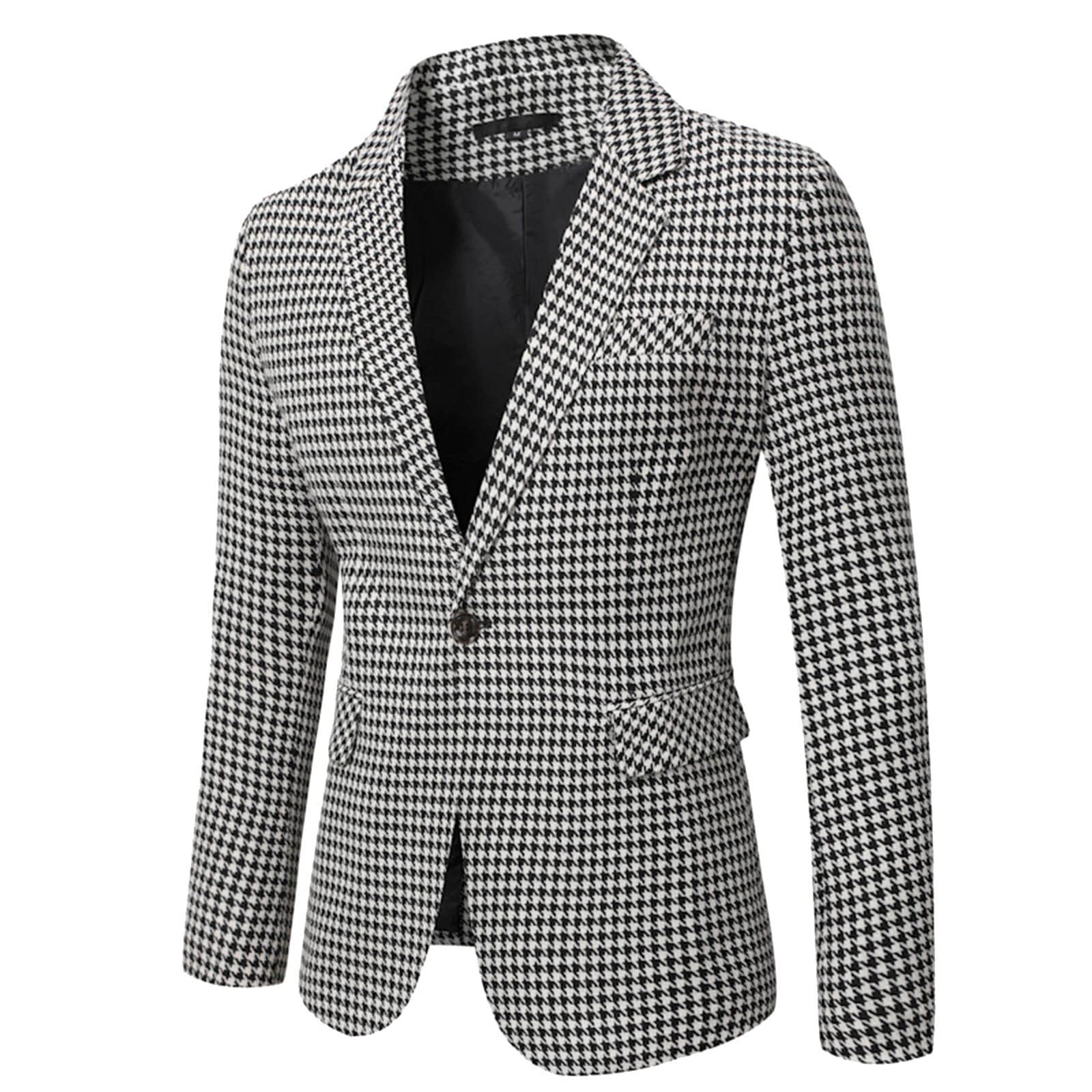 Generisch Herren Und Winter Slim Retro Plaid Buckle Pocket Anzug Mantel Sakko Regular Fit Freizeitanzug Leichte Anzugjacke Knöpfe Blazer Sportlich Anzug Jacke Knopfleiste Anzugjacken Elegante Sakkos