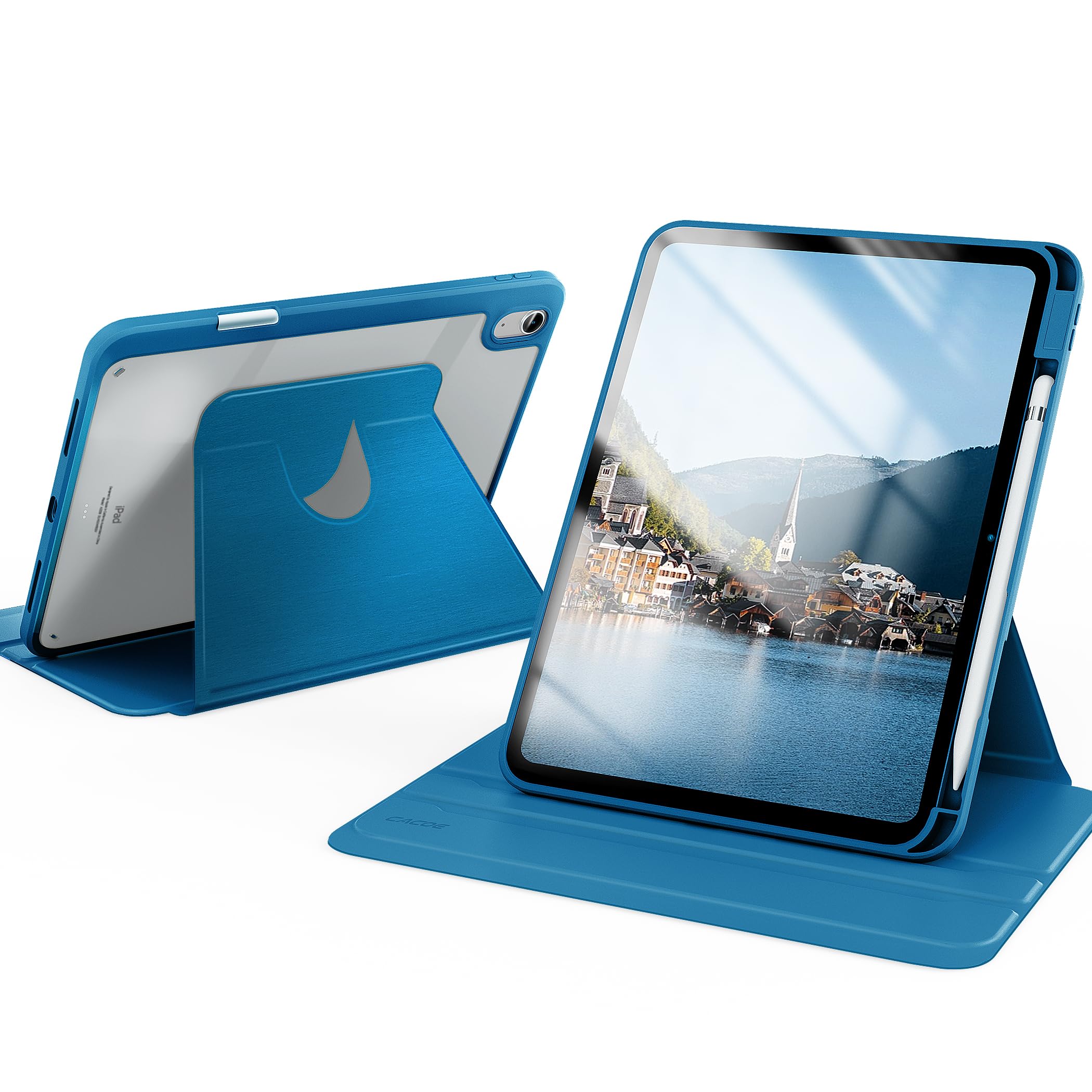 CACOE Rotierende Hülle für iPad (A16) 11/10 Generation 2025 2022, 360 Grad Drehbare Schutzhülle Acryl, Transparente Stoßfest Grenze