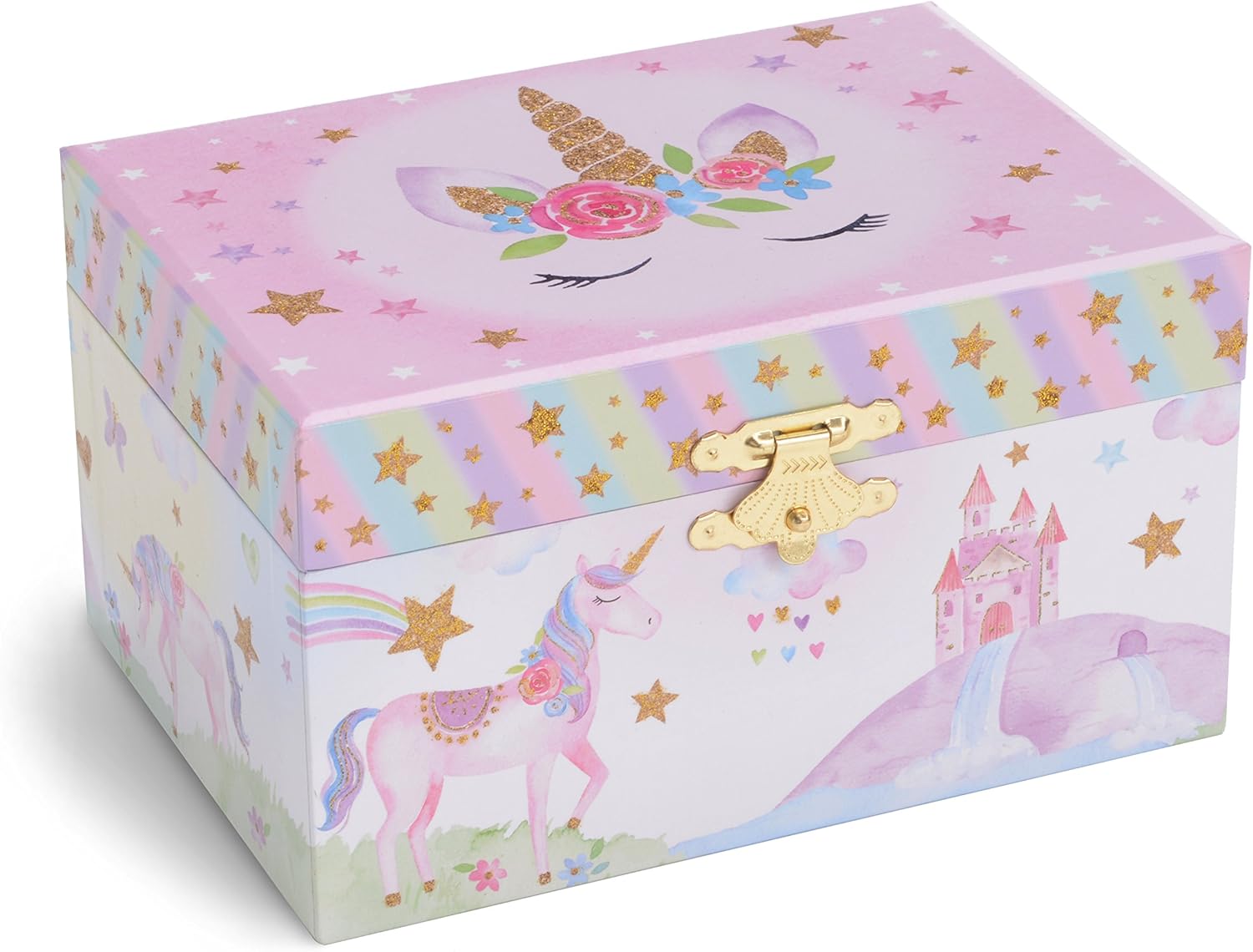 Jewelkeeper Girl's Musical Jewelry Storage Box with Spinning Unicorn