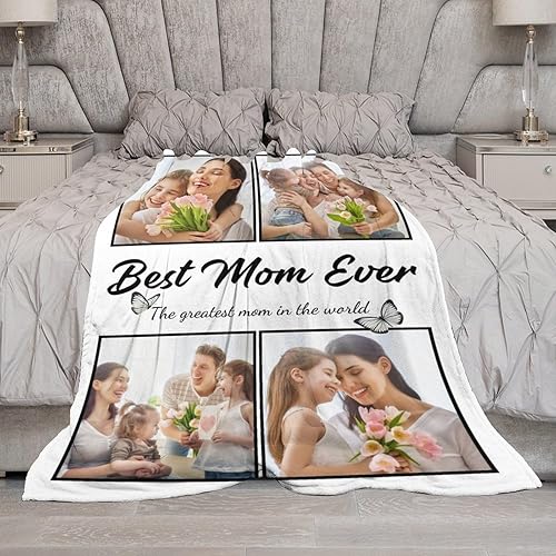 Miniatura 15 de Manta personalizada de doble cara, regalos de Navidad para familiares y amigos, manta personalizada con texto fotográfico para mamá, papá, abuela