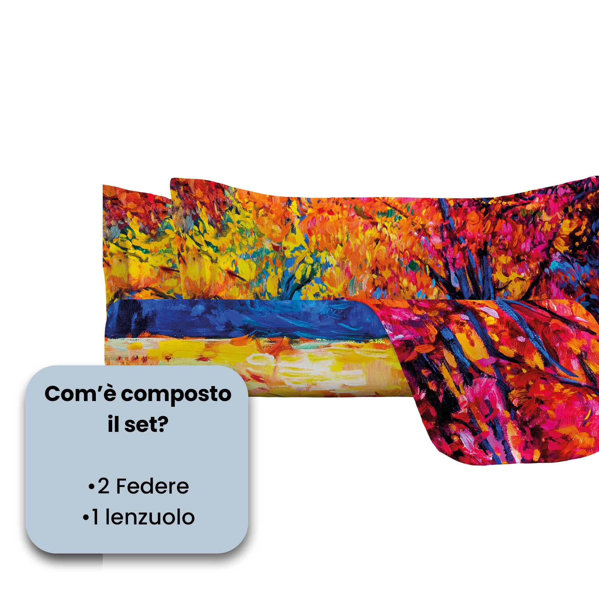 Italian Bed Linen Parure Lenzuola Matrimoniale 100% Cotone Sogni d'Autore, Completo Letto 2 Piazze con Lenzuolo Sopra e 2 Federe, Stampa Digitale Alta Definizione, Made in Italy, SD47