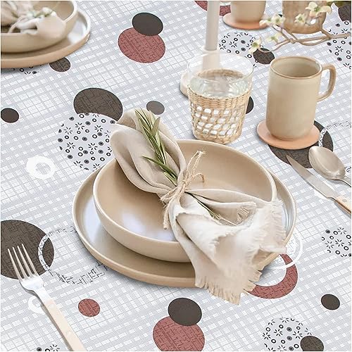 Miniatura 2 de Mantel cuadrado de 54 x 54 pulgadas, mantel de vinilo con reverso de franela para mesas cuadradas, cubierta de mesa de picnic de plástico a prueba