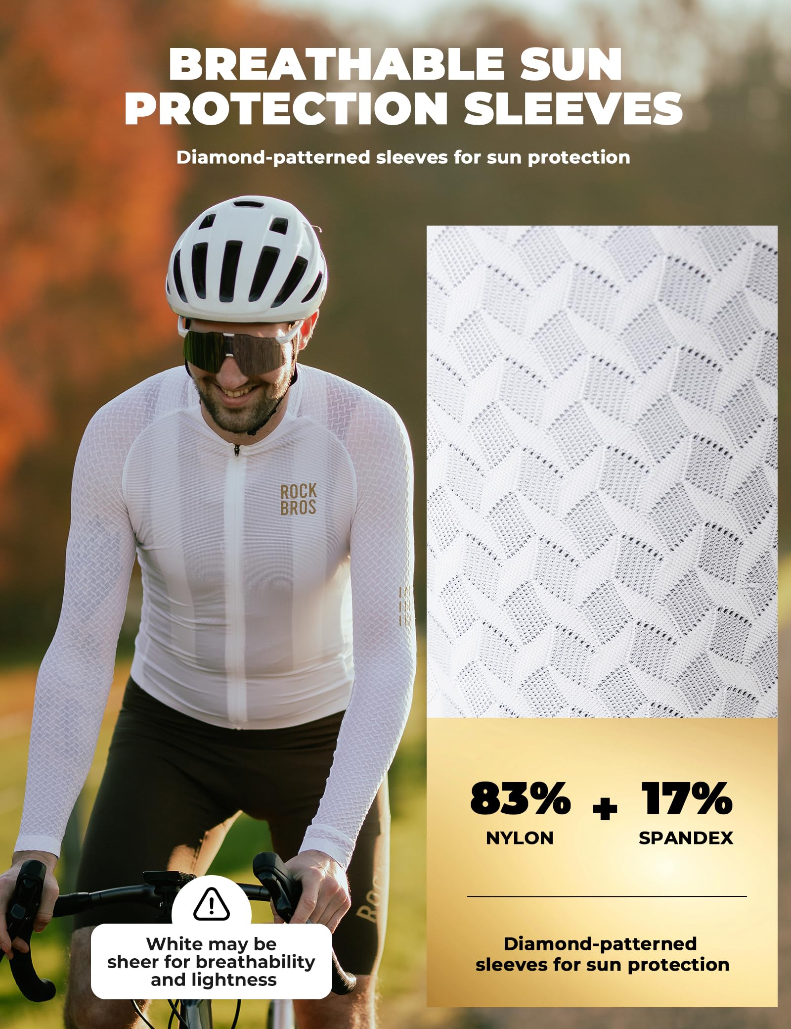 ROCKBROS Fahrradtrikot Langarm Herren, Atmungsaktiv Schnell Trocknend Fahrradbekleidung Mit 3 Rückentaschen und Reflektierenden Details, Leichtes Radtrikot für Rennrad und MTB