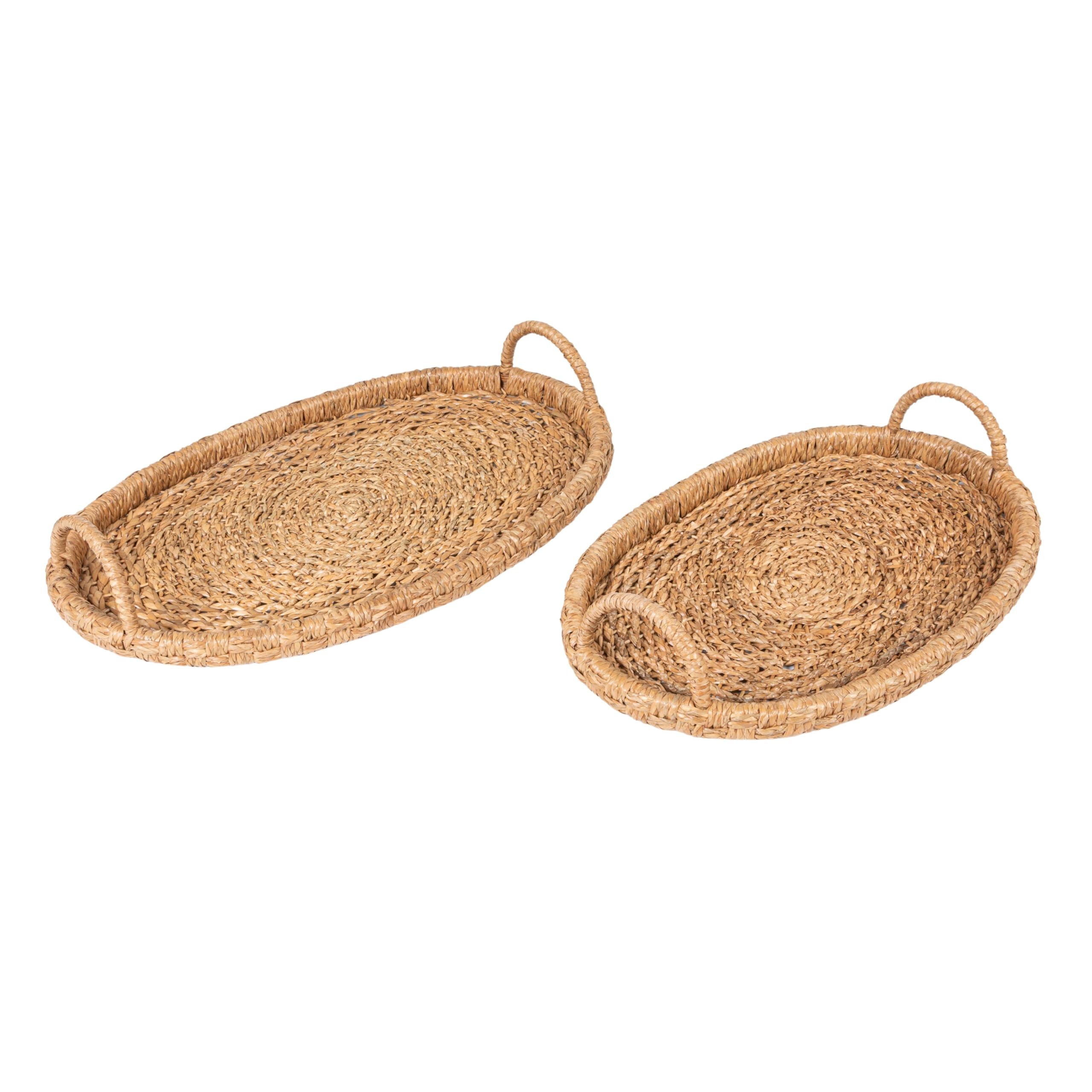 Plateaux ovales tissés en jonc de mer Bloomingville 61 et 71 cm pour décorer votre salon
