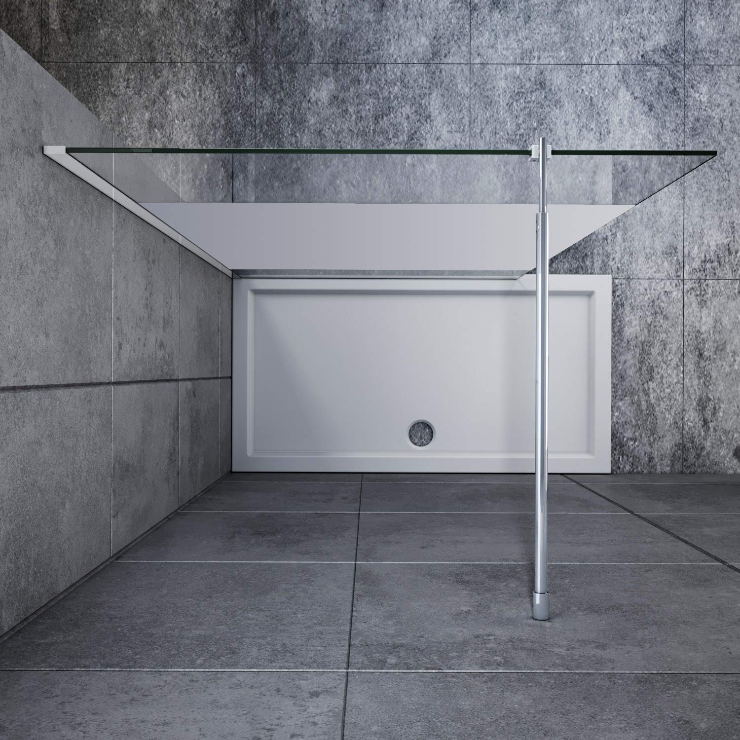 SONNI Ścianka prysznicowa 90 x 200 cm częściowo satynowana Walk w ściance prysznicowej z regulowanym stabilizatorem (70-120 cm)