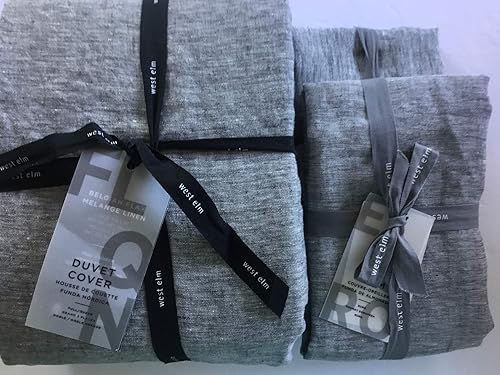 Miniatura 2 de West Elm Funda de edredón de mezcla de lino belga matrimonial/queen y dos fundas de almohada europeas