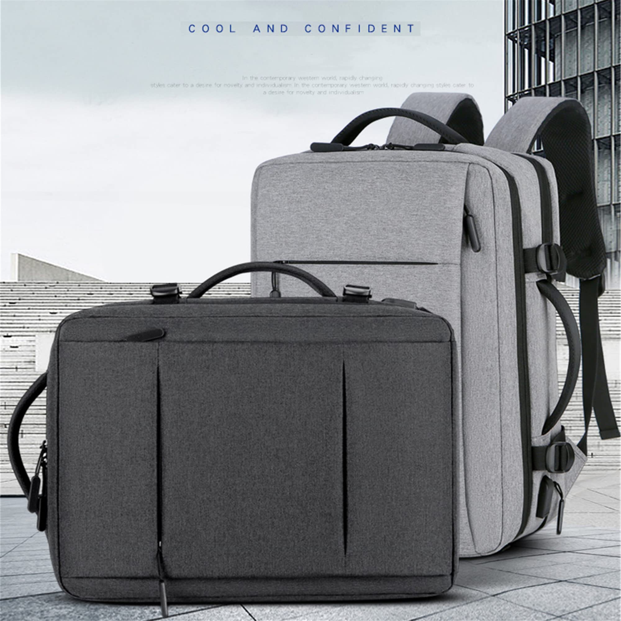 Mixroom - Zaino Uomo Porta PC Estendibile Valigia Bagaglio a mano per Computer Portatile Laptop Con porta USB Casual Scuola Viaggio Z3