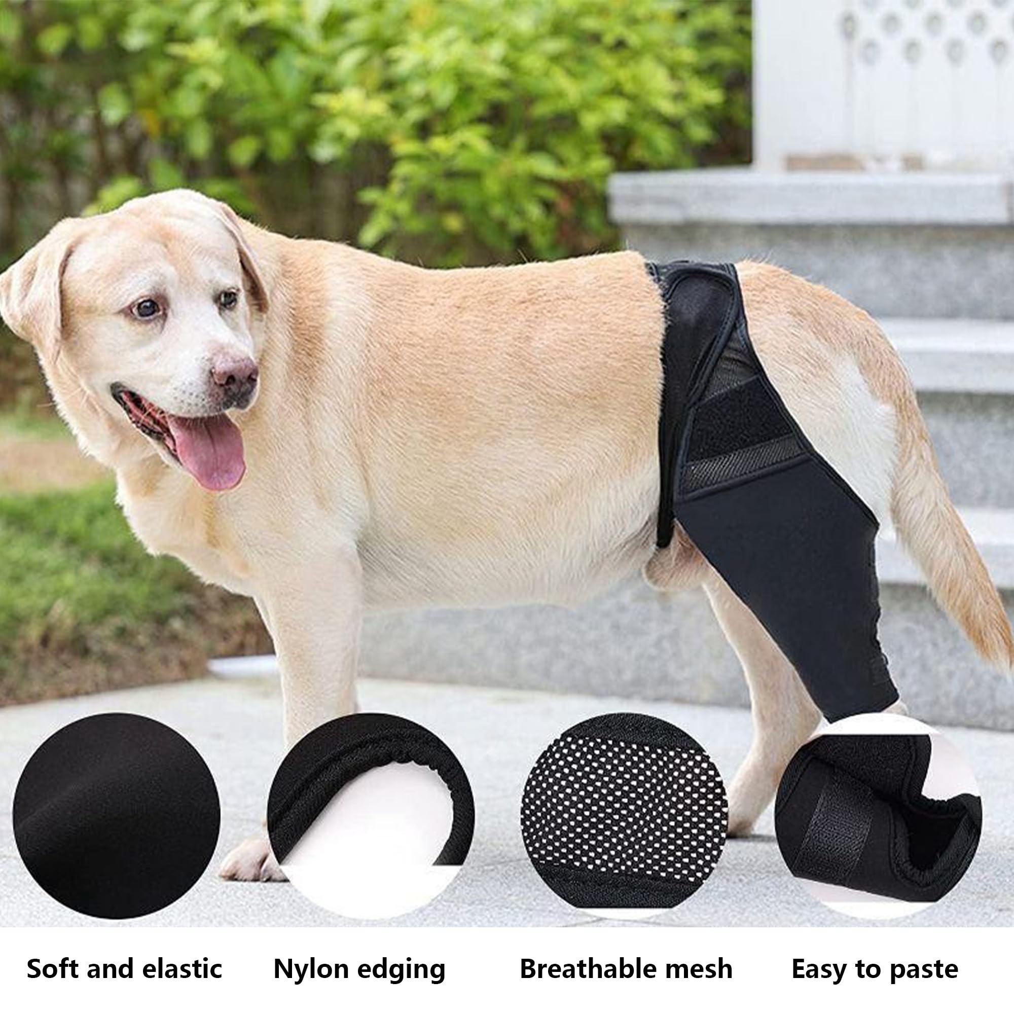 SEABABOO Dog Recovery Sleeve Wound Protection Suits for Dogs Elbow Pads for Dogs Elbow Bandage Protector Wound Protection Suits for Hot Spots Wounds Bandages Anti Licking for Dogs (Black - Image 3