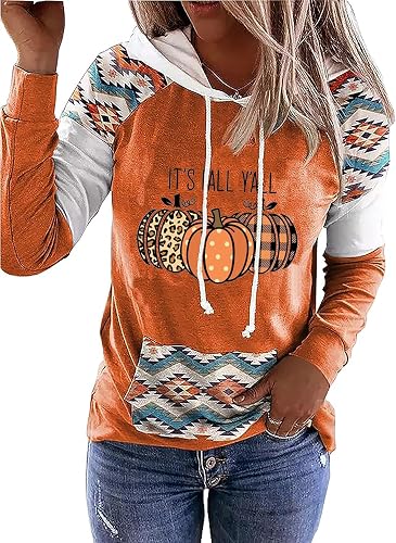 Leopard Plaid Pumpkin Kangaroo Pocket Hoodie Women Plaid Pumpkin Thanksgiving