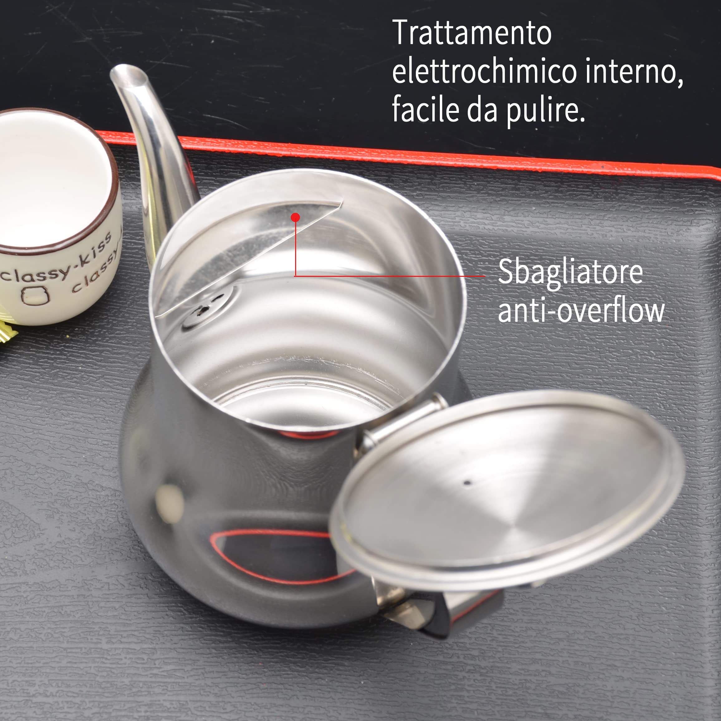 SANQIAHOME Teiera in acciaio inox (argento, 570 ml)