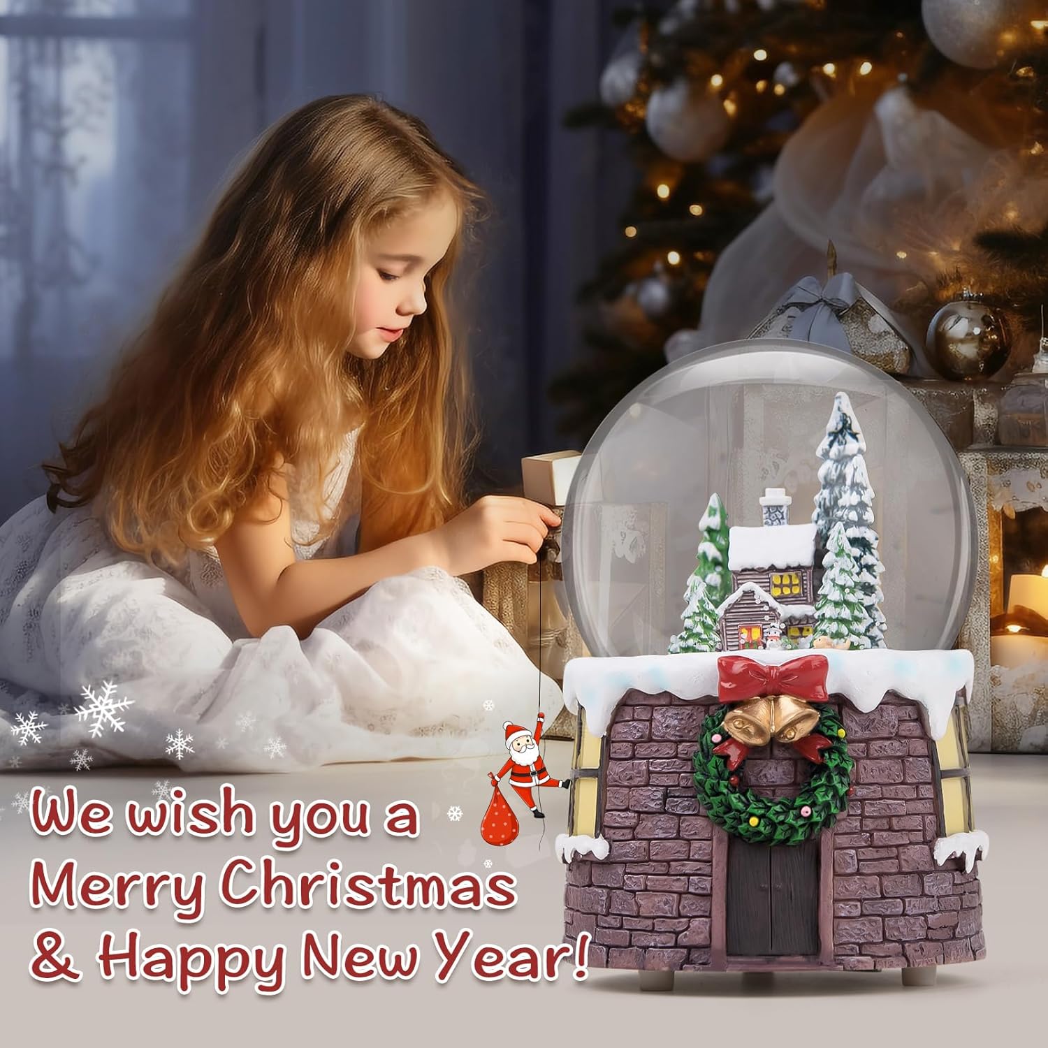 Christmas Music Box Snow Globe Gift, Musical Village Glitter for Women Wife Mom Girlfriend Daughter Son Granddaughter, Xmas Present Plays Silent Night Tune - Image 7