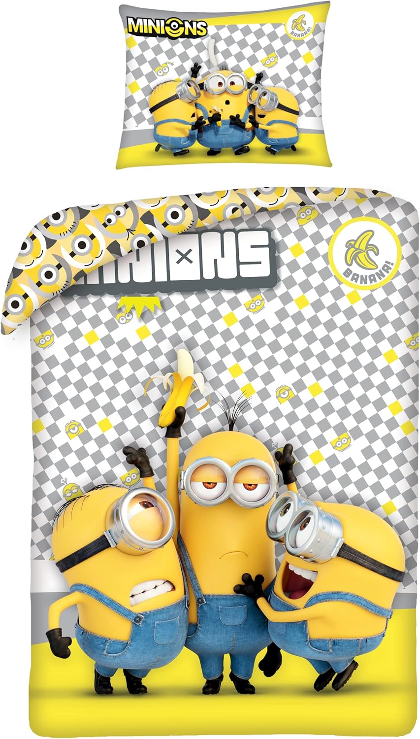 Halantex Minions Ropa de Cama de Bebé, 100x135cm+ 40x60cm, 100% Algodón