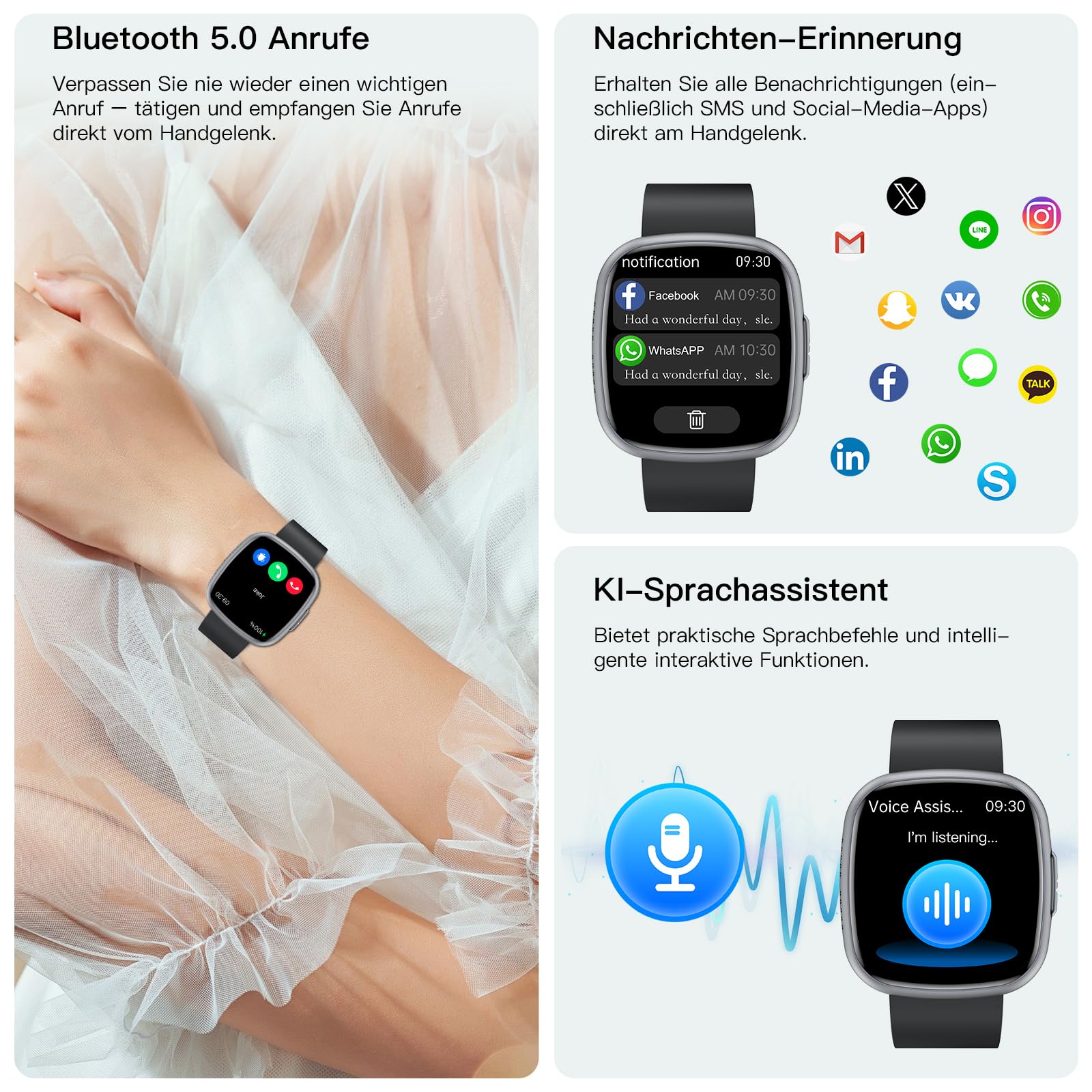 2025 Smartwatch mit EKG+HRV/BMI/Harnsäure, 1.75'' HD Gesundheitsuhr Herren Damen mit 24H Blutdruck, Herzfrequenz, Körpertemperatur, SpO2, Schlafmonitor, Fitnessuhr für Android iOS