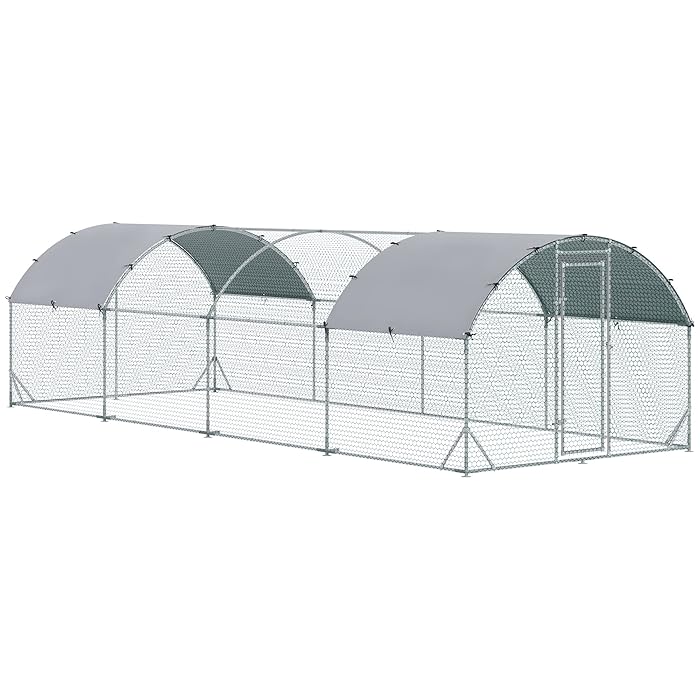 Buy PawHut Galvanized Large Metal Chicken Coop Cage Walkin Enclosure