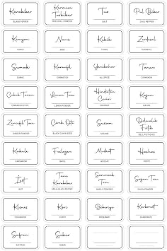 Digithome 36Pcs Rectangular Spice Jar Label Sticker Set 4.5x3 Cm