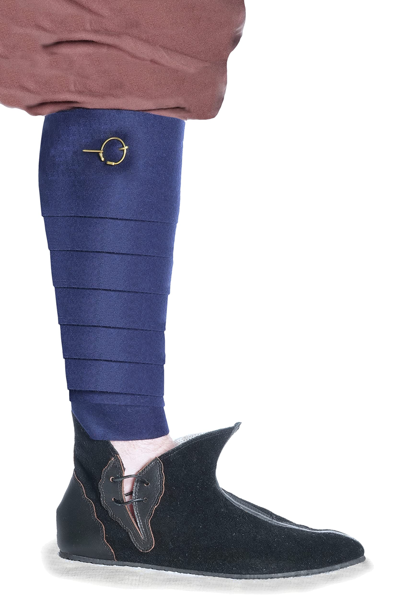 HEMAD Medieval Calf Wrap Set including Fibeln Made From Wool Felt Blue Red Beige Black Brown Grey Ochre Orange, blue