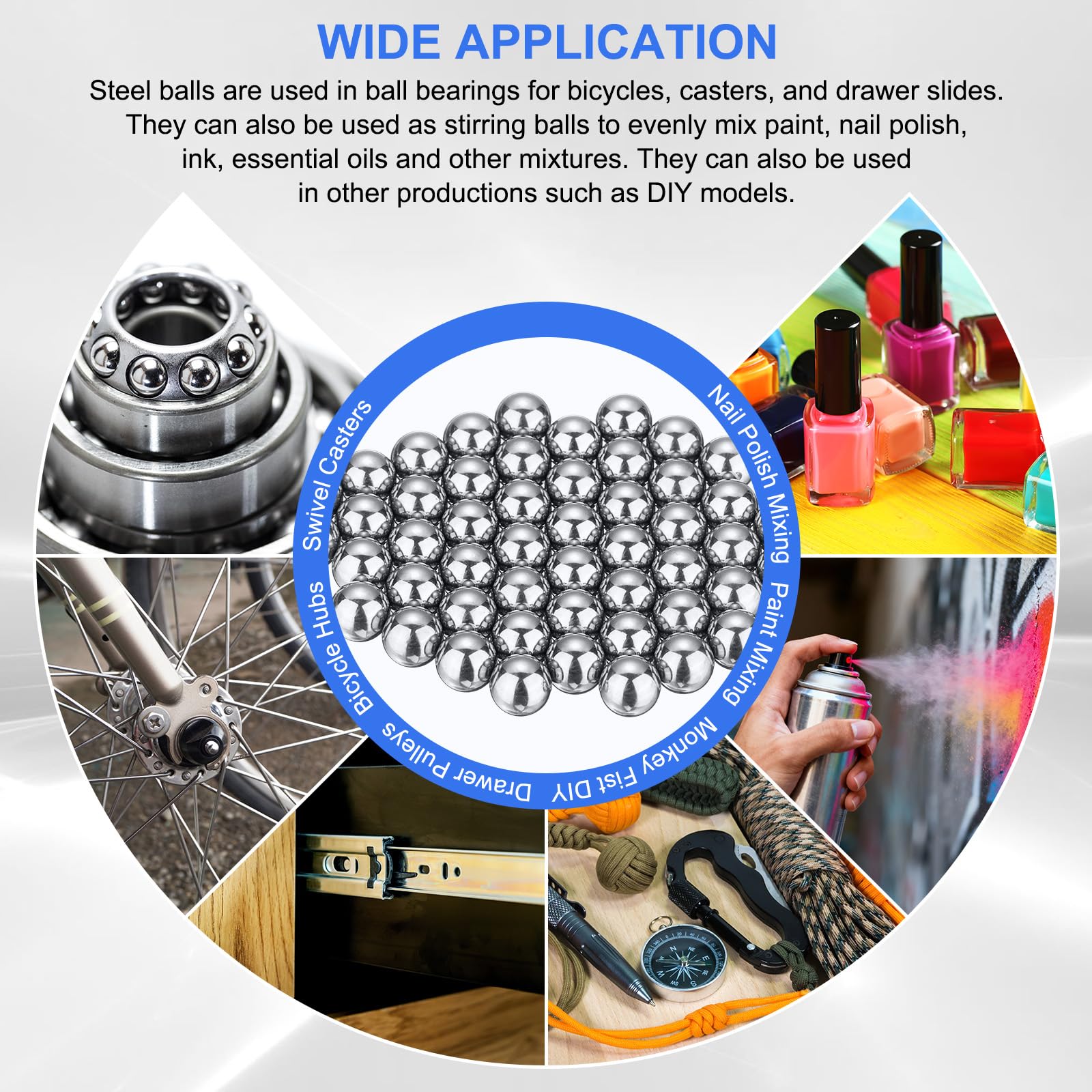 M METERXITY 1000-Pezzi Sfere In Acciaio Inossidabile, 1mm G100 Sfere Metalliche Di Precisione Per Miscelazione Vernici/Cuscinetti Bicicletta/DIY Artigianato