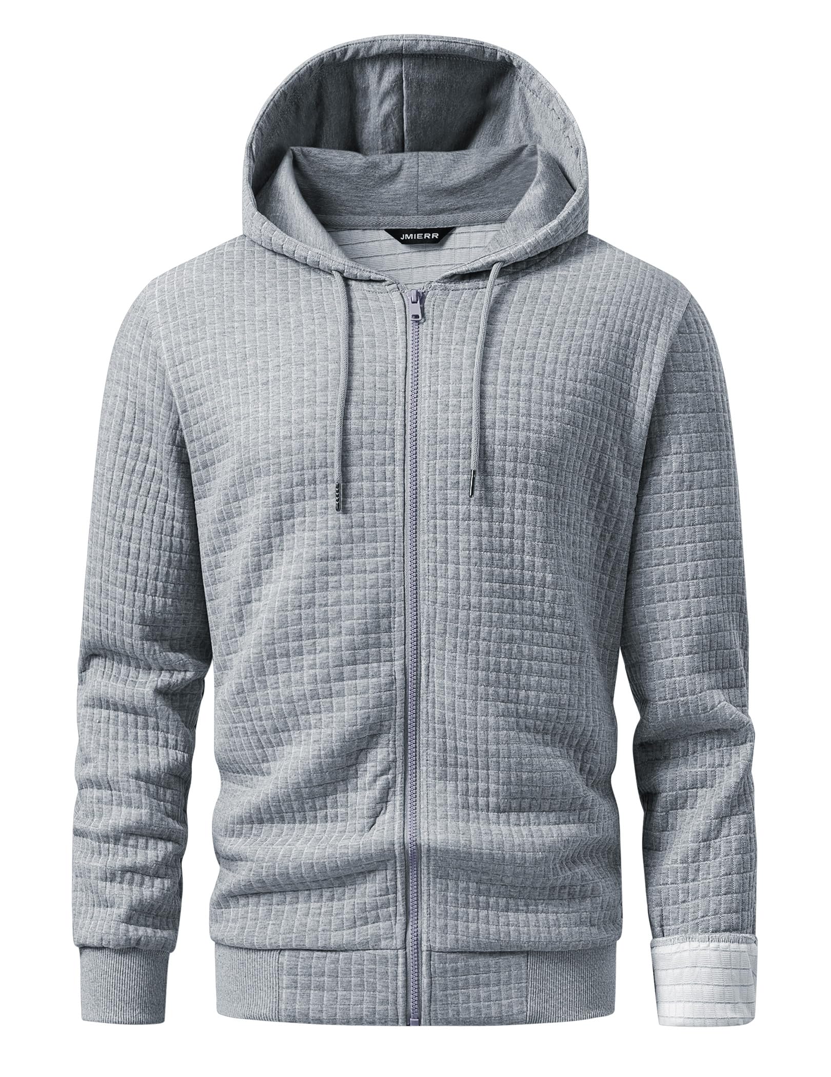JMIERR Kapuzenpullover Herren Pullover Langarm Waffelmuster Casual Sweatjacke Hoodie Kapuzenpulli mit Reißverschluss Sweatshirt mit Taschen