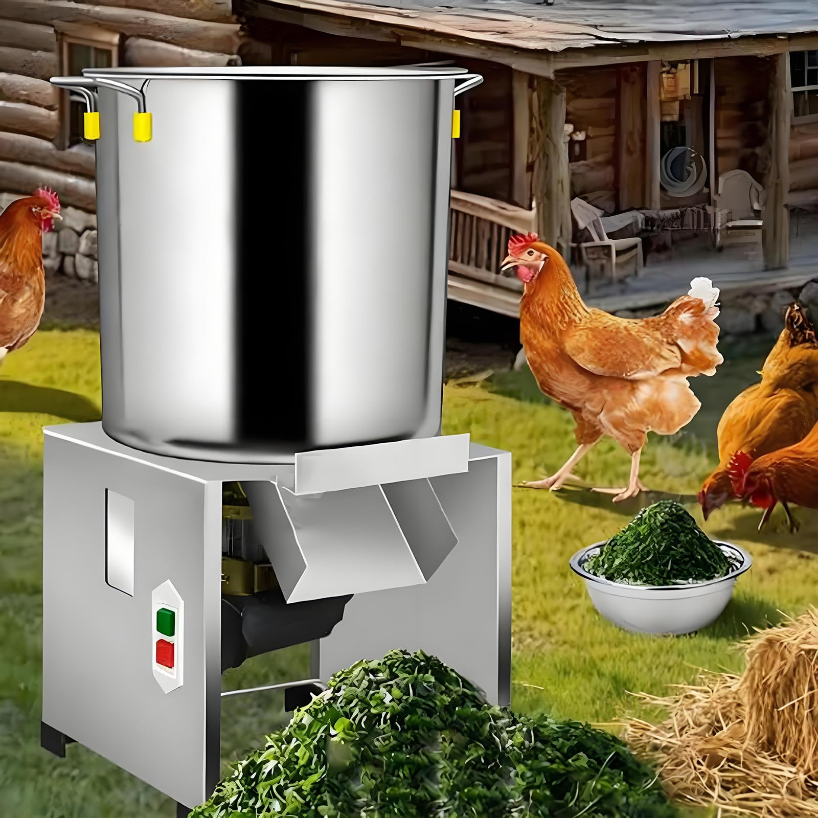 Picadora De Verduras Comercial Multifuncional, Picadora Y Trituradora Automática De 1800 W para Frutas Y Verduras, Cuchillas De Acero Inoxidable para Zanahorias, Patatas Y Cebollas.