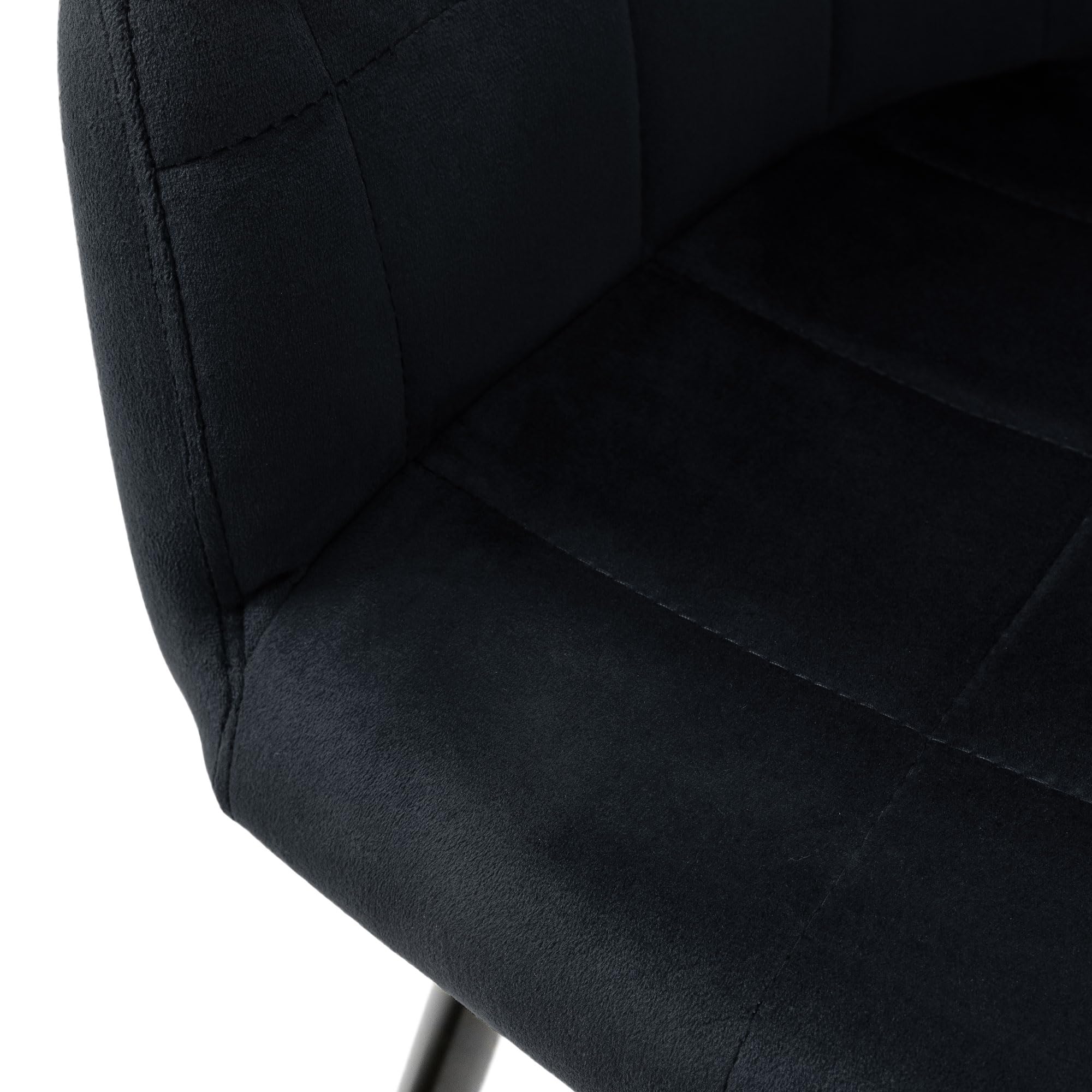 ECD Germany Lot de 2 Chaises de Salle à Manger Cuisine Salon Séjour - Noir - Assise Siège Rembourrée en Velours Structure en Métal Fauteuil Rétro avec Accoudoirs pour Bureau Réception Meuble Maison
