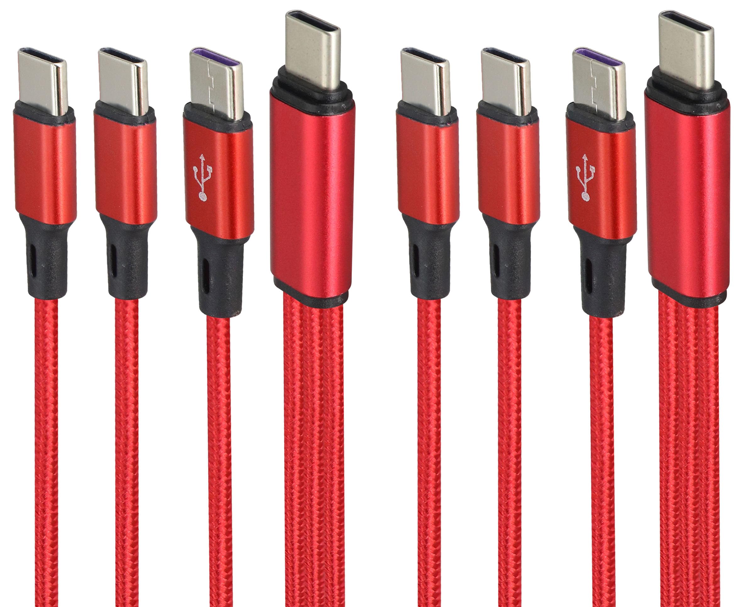 AAOTOKK 4FT/2 Packs USB C Male to 3 Type-C Male Nylon Braided Universal Multi-Port 3 in 1 Charging Wire,USB-C Max Output can Reach 2A.Compatible with