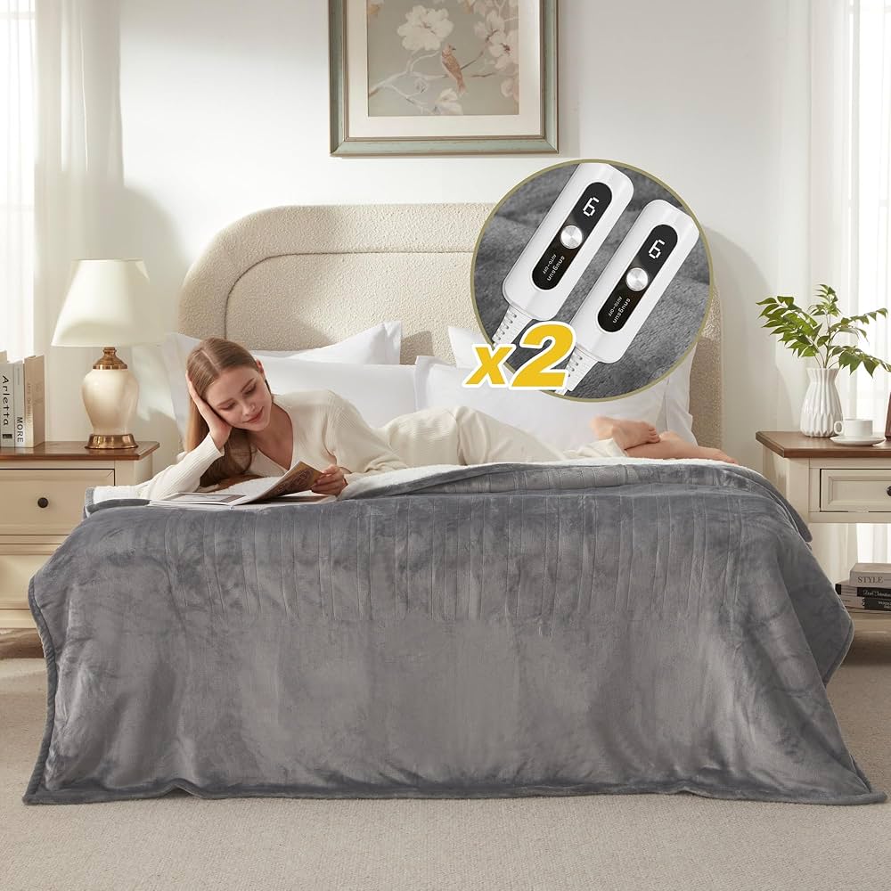 ＩＨ Amazon.com: SNUGSUN Electric Heated Blanket Queen Size, Soft