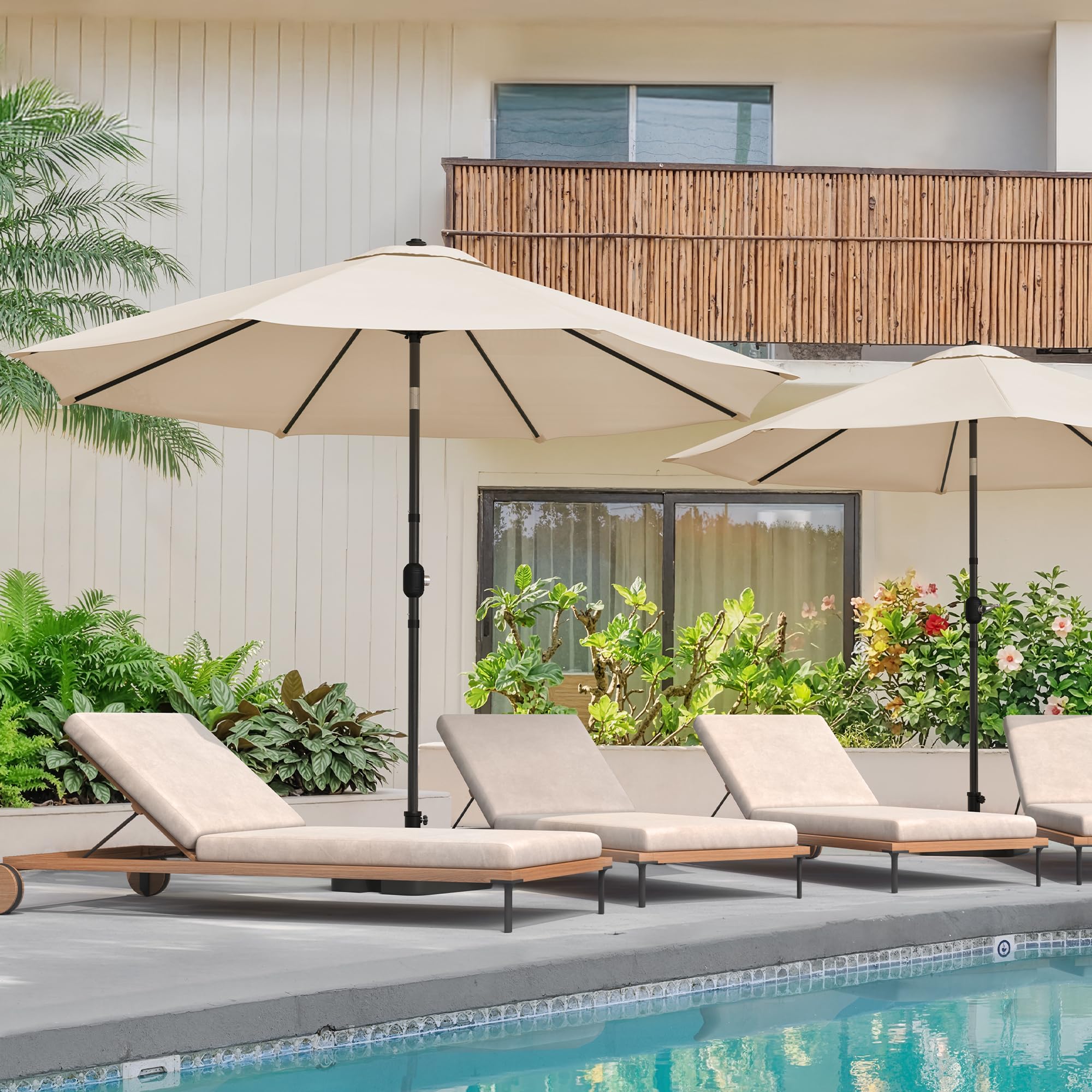 LUE BONA Ombrellone regolabile da 300 cm, con 8 nervature e manovella, per patio, giardino, terrazza, mercato