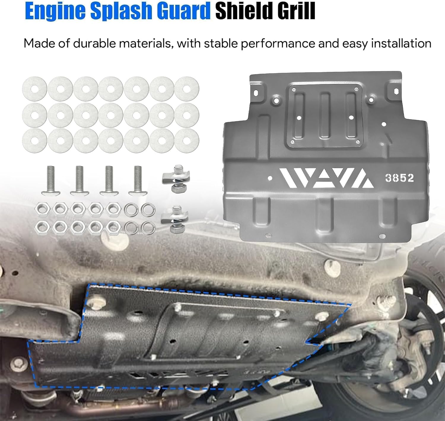 Engine Splash Guard Shield Grill Fit for Ford F-150 2.7L 3.3L 3.5L 5.0L 2015-2022 Replace# FL3Z-5D032-E FL3Z-5D032-A FL3Z-5D032-D Lower Front Splash Shield
