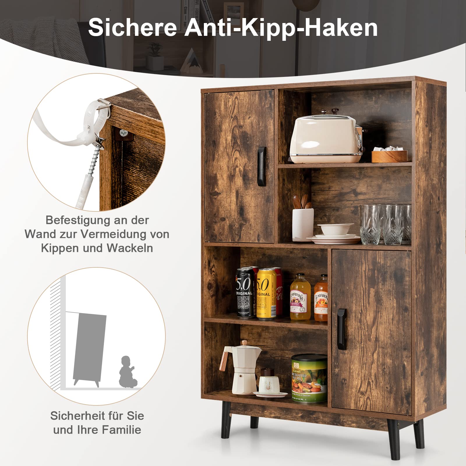Invicta Interior Massief houten boekenkast CUBUS 190 cm acaciahoningafwerking metalen poten zwarte staande plank - 43742