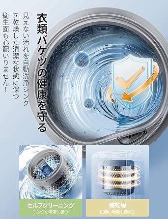 Comfee CAC06EW60/W-S1 Washing Machine, 13.2 lbs 6 kg, Living Alone, For 1 - 3 People, Fully Automatic Washing Machine, Stainless Steel Drum, Air Drying, Timer Function, Room Drying, Glass Door