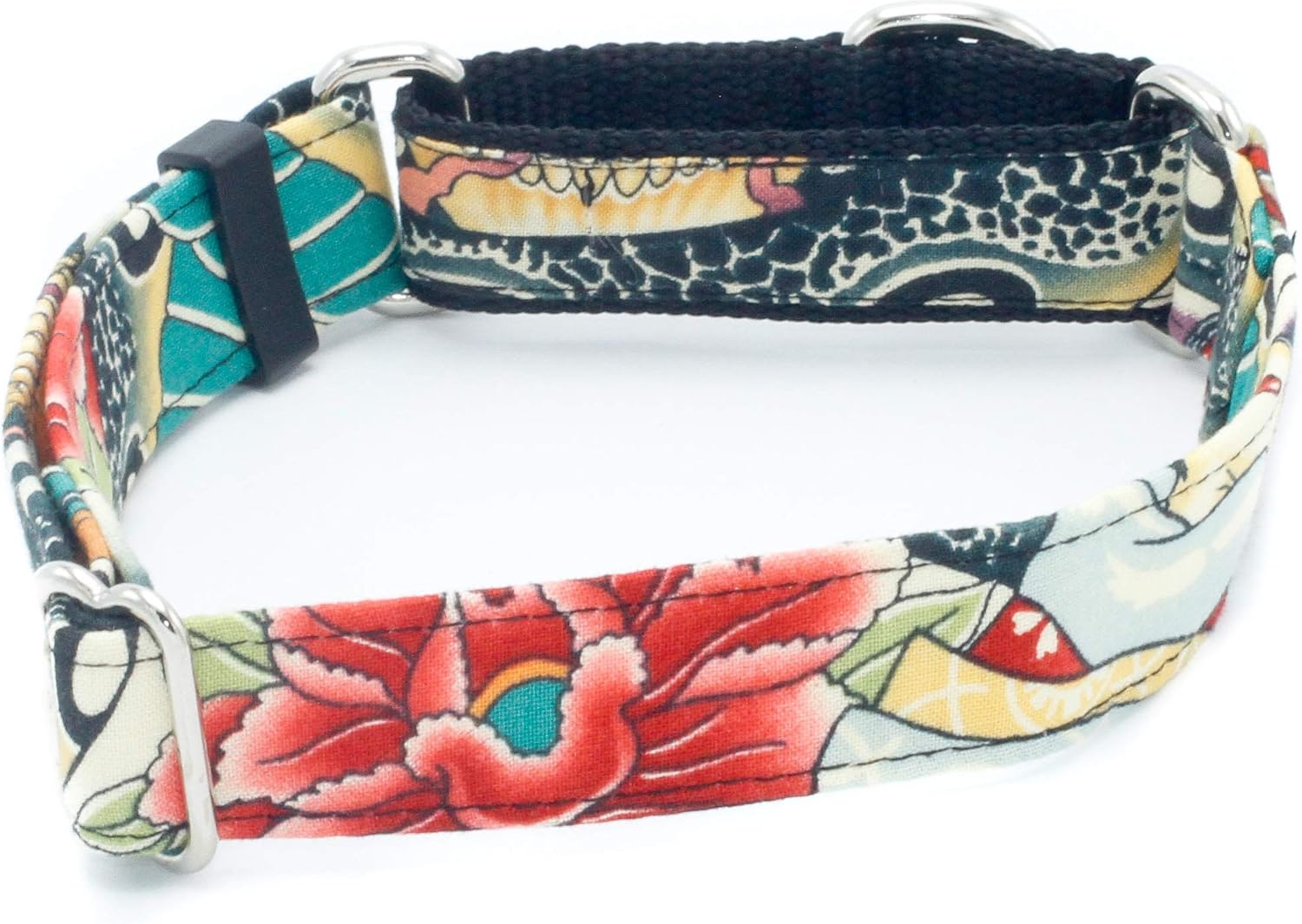 Caninus Collars Japanese Zen Lotus 2" Width Custom Dog Collar - Buckle & Martingale (Martingale, L 2")