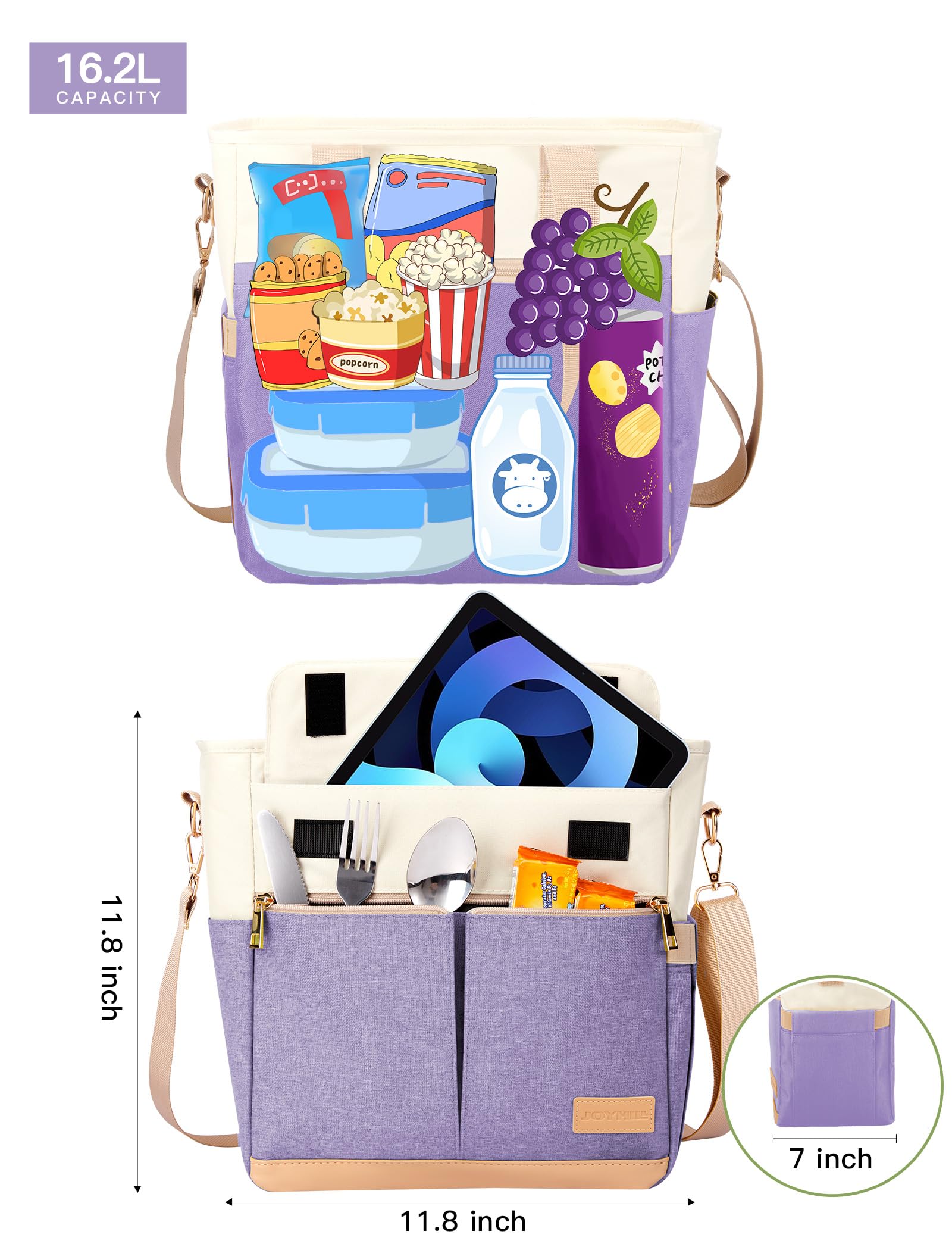 JOYHILL Lunch Bag for Women Leakproof Insulated Lunch Box with Shoulder Strap - Image 3