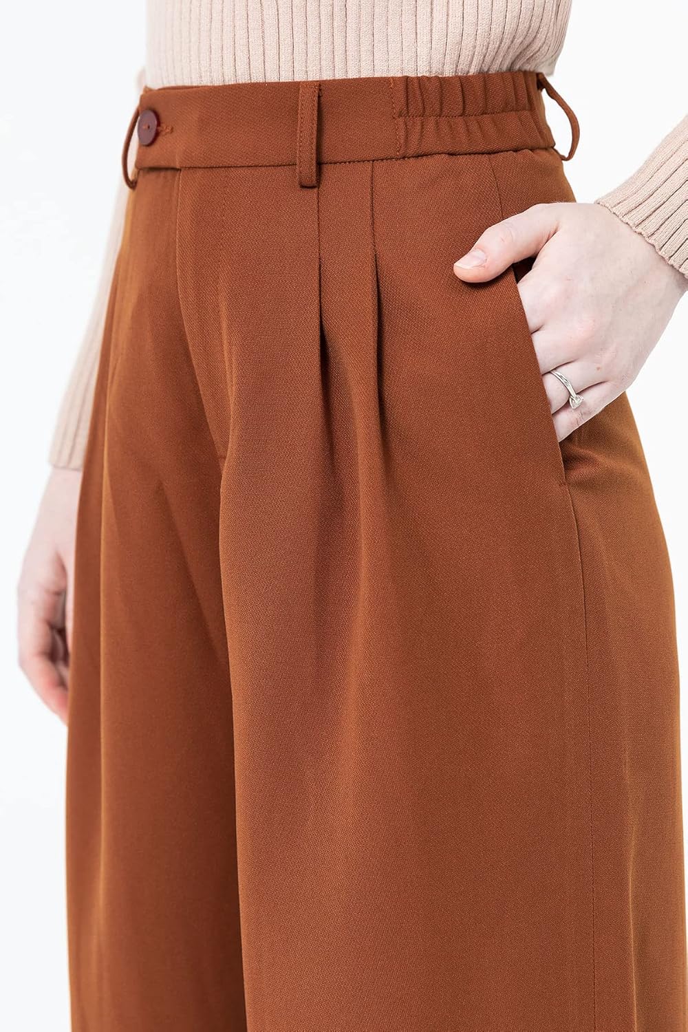 High Waisted Petite Wide Leg 70s Work Pants Palazzo for Office Casual Business Women