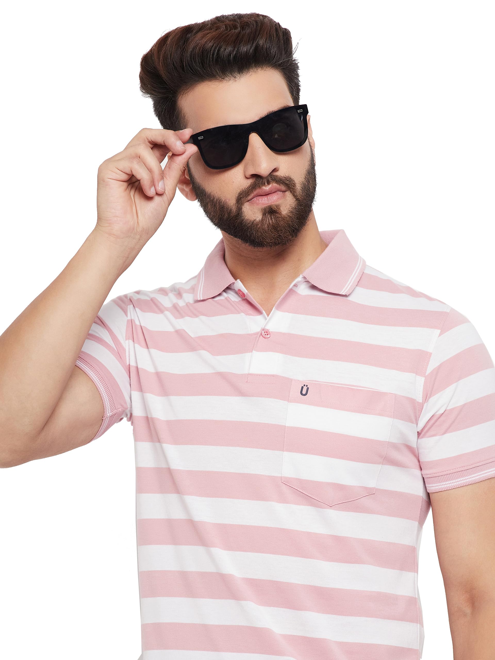 UNIBERRY Men's Cotton Blend Half Sleeve Printed Polo Neck T-Shirt Has A Short Sleeve & Pocket On ChestBZRMT6-MR-picture-42