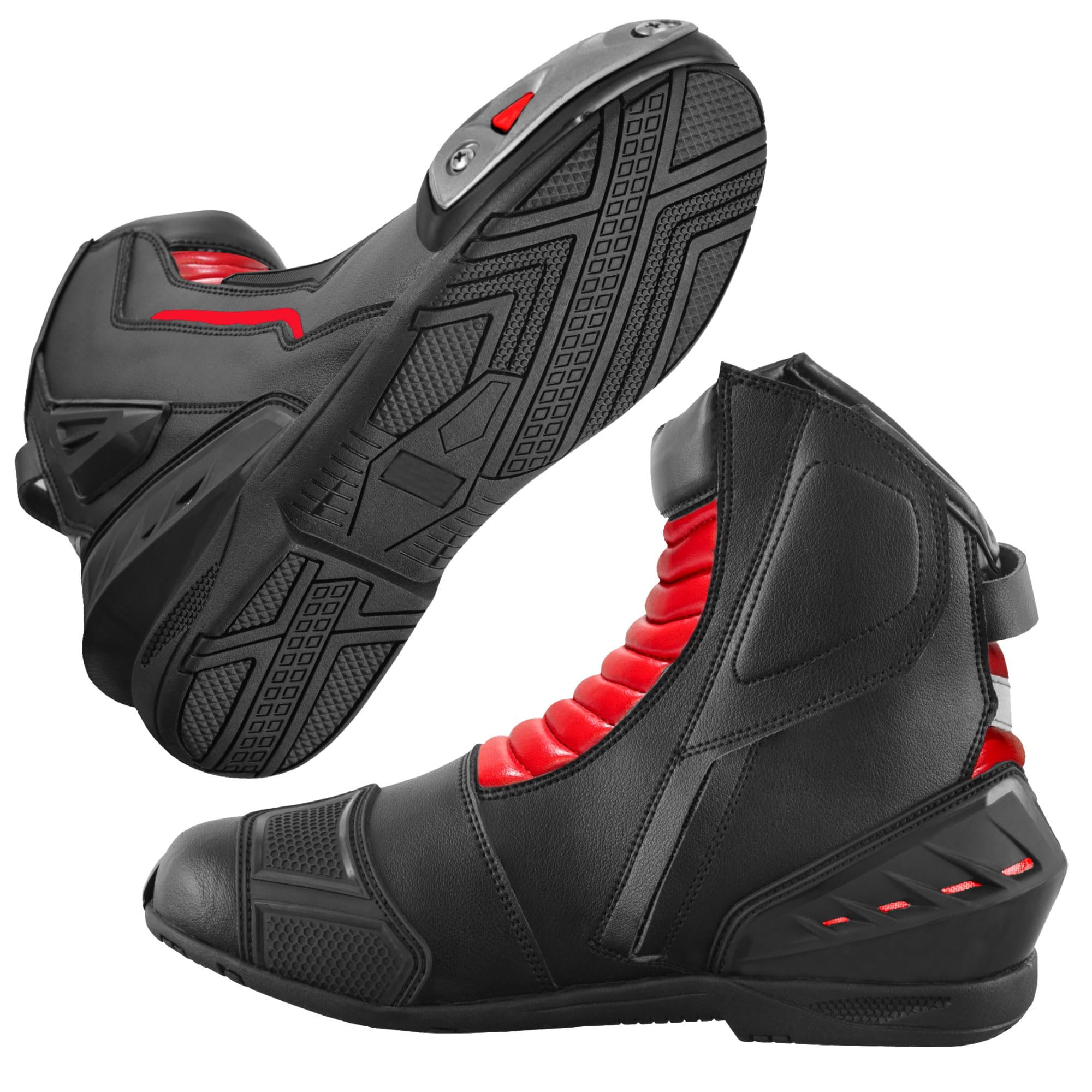 Zapatos de moto de cuero para hombre, botas protectoras antideslizantes con soporte para el tobillo,CE Aprobado
