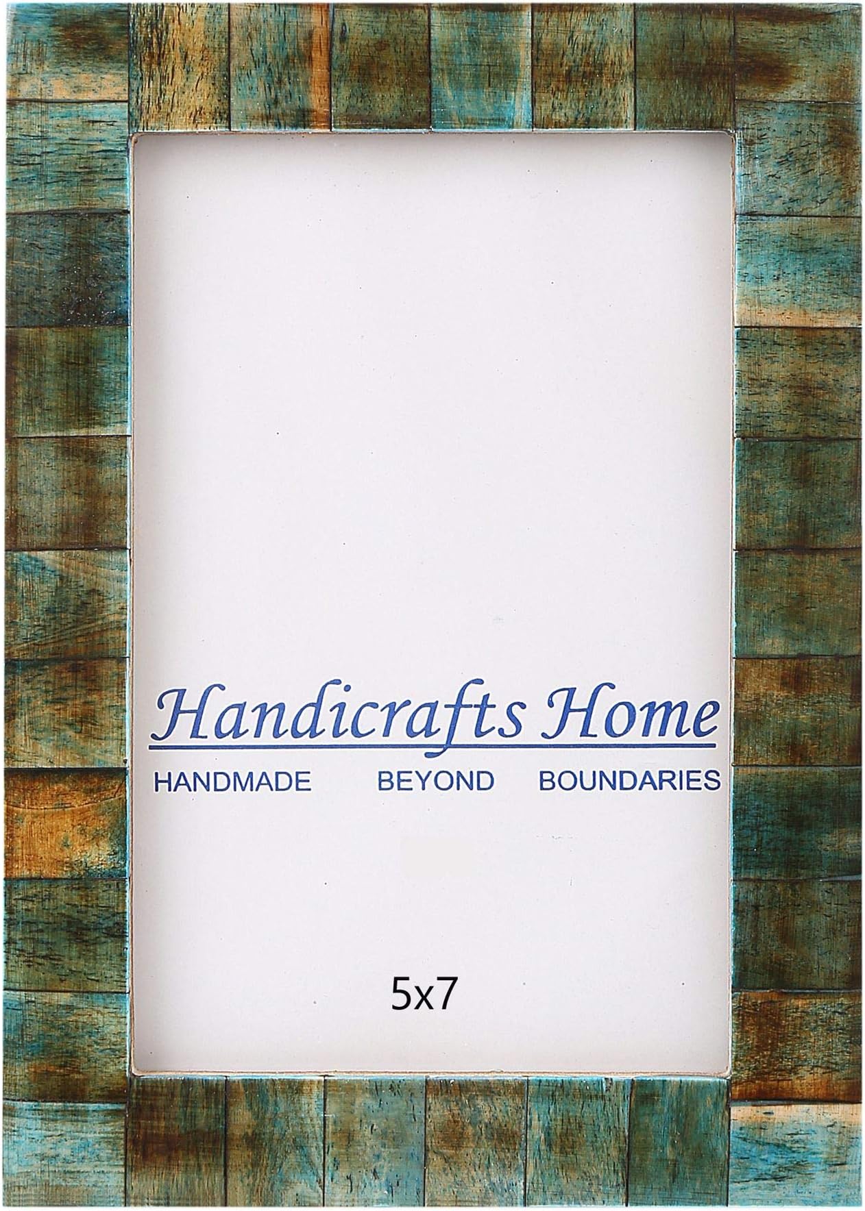 Handicrafts Home vintage Picture Frame & Farmhouse Decor, Handmade Photo Frame for Wall & Tabletop Display, Antique Home Decor, Gallery Wall, Turq & Blue 5x7 Picture Frame, Verdigris, Bone Inlay