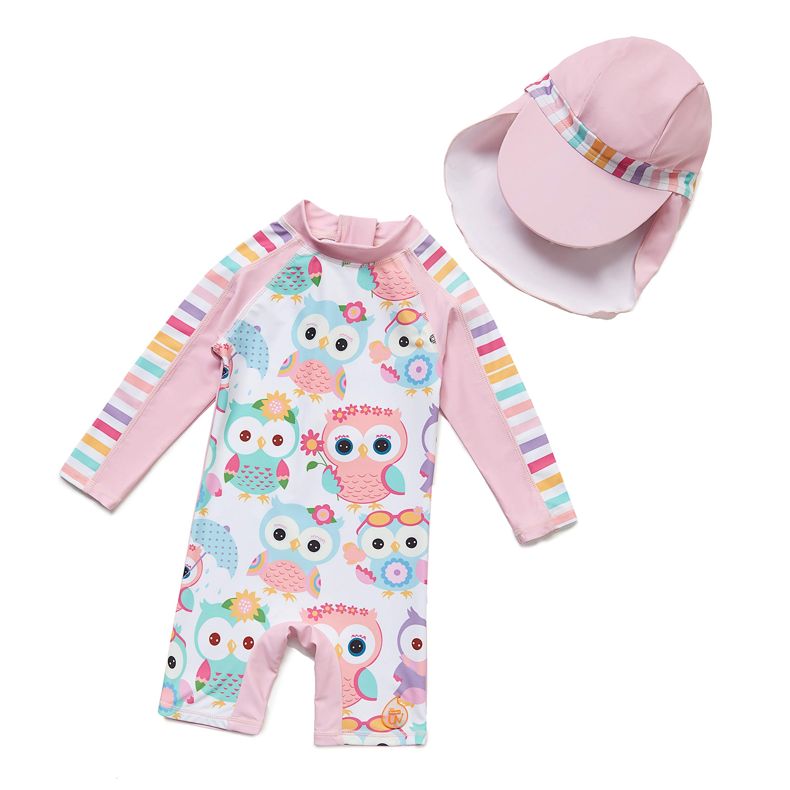 BONVERANO Bébé Maillot de Bain Une pièce à Manches Longues pour bébés Filles Protection UV 50+ One Zip