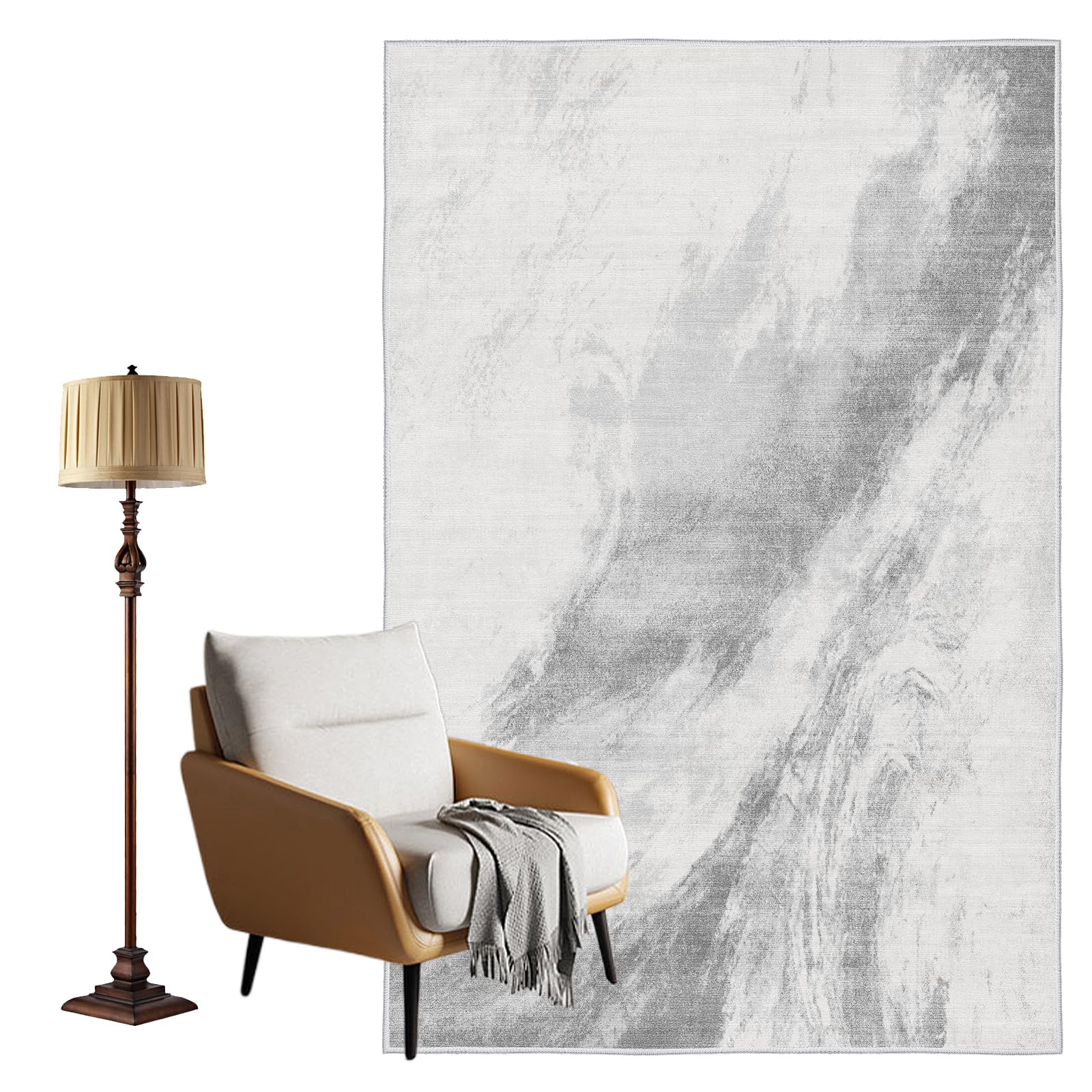 Vamcheer Tappeto Salotto Pelo Corto - Astratto Design Moderni Tappeti Soggiorno,Tappeto Camera da Letto lavabile,Decoration salon y casa, Tappeti Grandi Antiscivolo Morbido,Grigio chiaro 200x300 cm