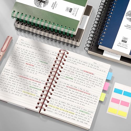 Miniatura 7 de AHGXG Cuaderno de espiral con rayas universitarias, diario en espiral A5, cuadernos Smal para trabajo, papel grueso de 3.53 ozm, tapa dura de