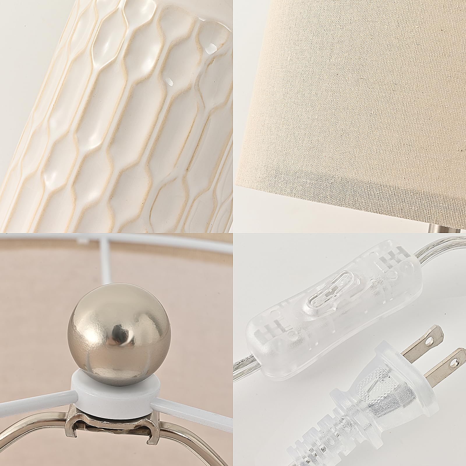 Table Lamps for Bedrooms Set of 2 with 2 Charging Port Antique 27.5