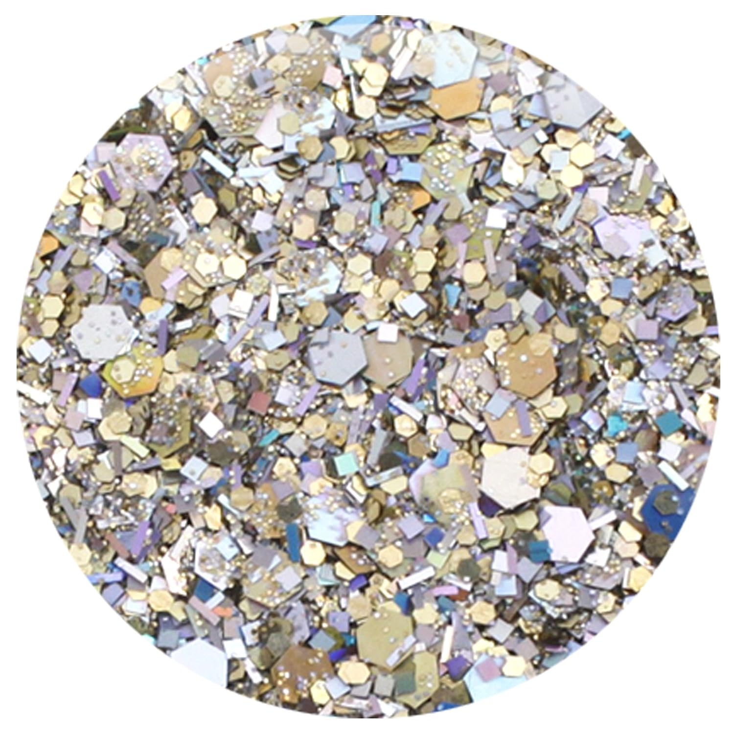 GLITTIES - Precious Metals - Gold Chunky Holographic Glitter Mix - Great for Nail Art, Acrylic Gel, Polish Tips, Festivals, Hair, Raves, and Decoration - Made in USA (10 Grams)
