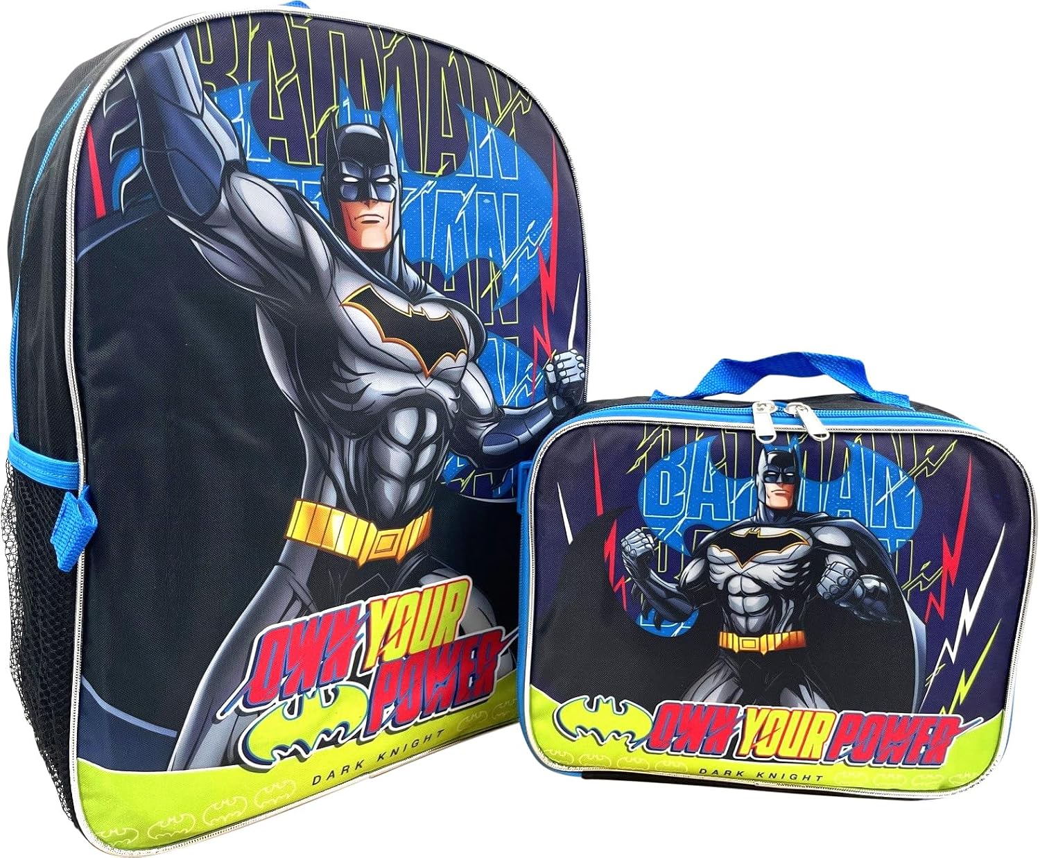 Ruz Batman Dark Knight 16 Inch Backpack With Detachable Matching Lunch Box