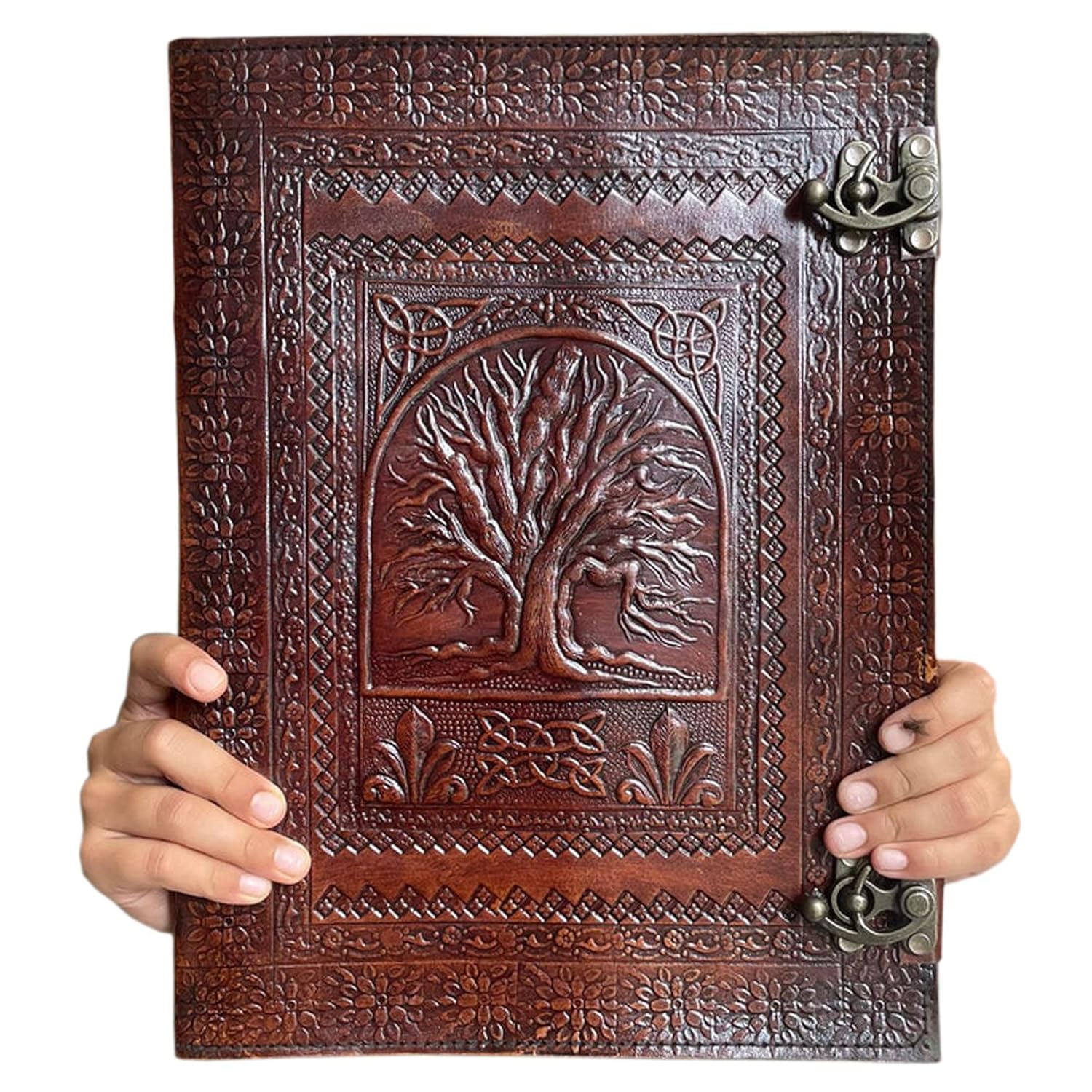 Handmade Leather Journal Tree of Life Embossed Antique Notebook Best Leather Sketchbook grimoire Book of Shadows Book of Spells      Leather Bound