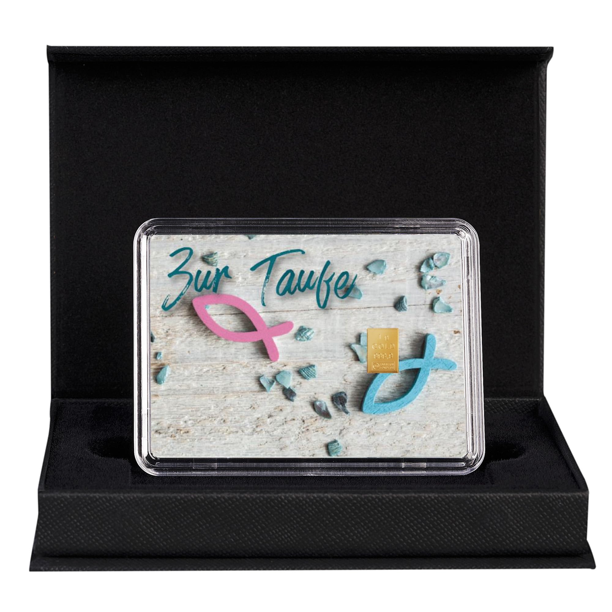 Goldstücke24 - Geschenk zur Taufe - Segenswünsche zur Taufe - Goldbarren 1g in schwarzer Geschenkbox - Tolle Geschenkidee