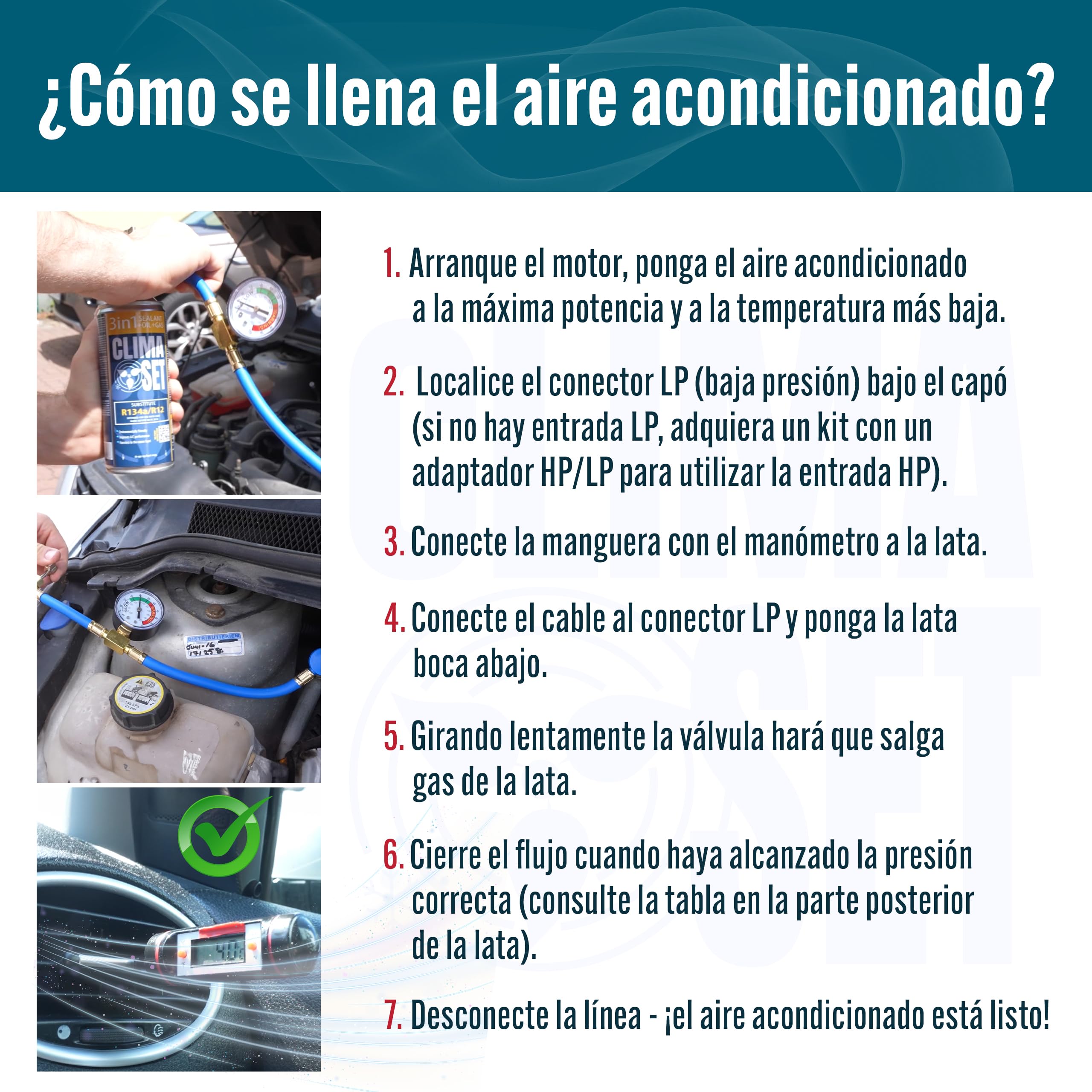 ClimaSet Recambio gas R1234yf 3in1 - Kit recarga aire acondicionado coche 2x235 g - Sustituto del refrigerante R1234yf - botella refrigerante coche - Gas aire acondicionado coche - ECO