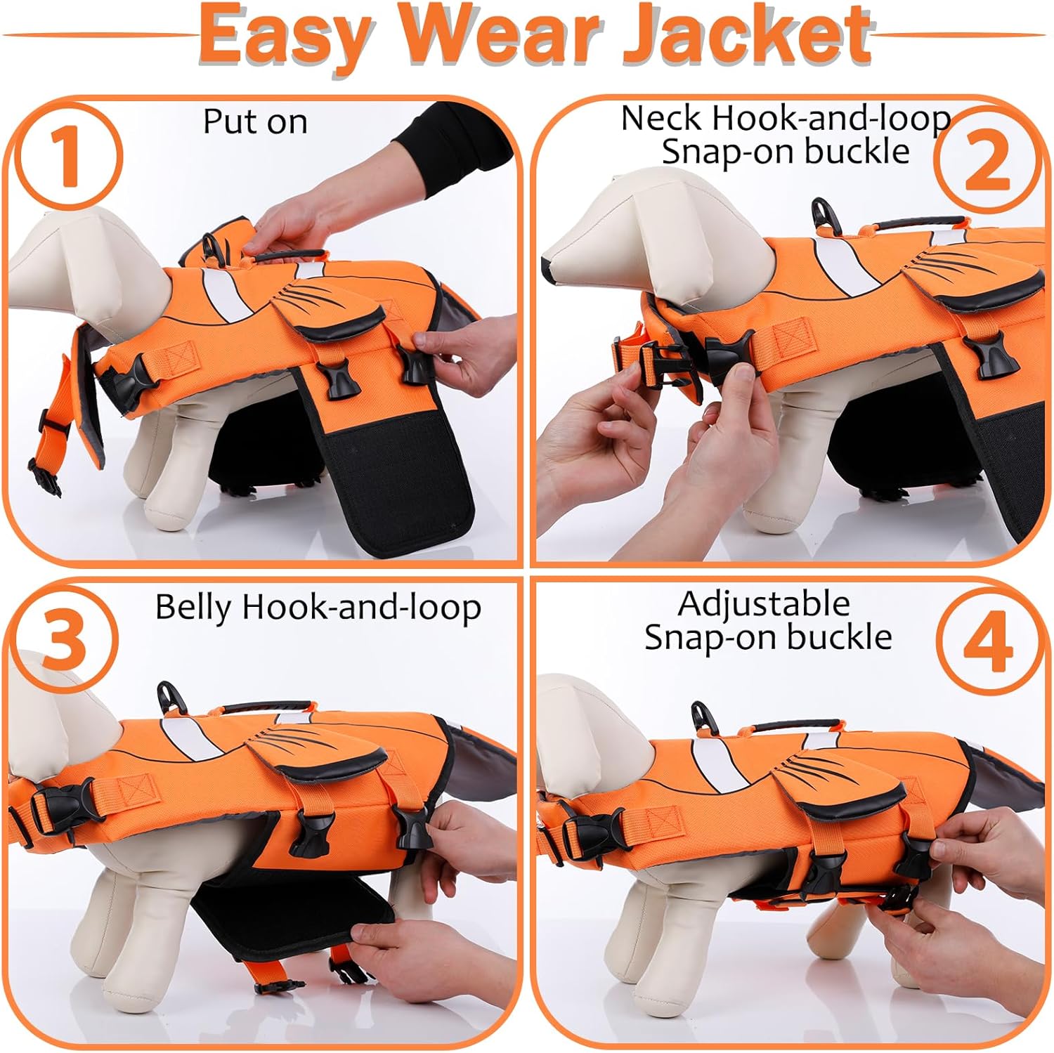 DENTRUN Dog Life Jacket for Small & Medium Dogs, Ripstop Adjustable Swim Vest with Rescue Handle, High Visibility Safety Flotation Jacket for Swimming, Boating, Beach, Pool, and Water Activities