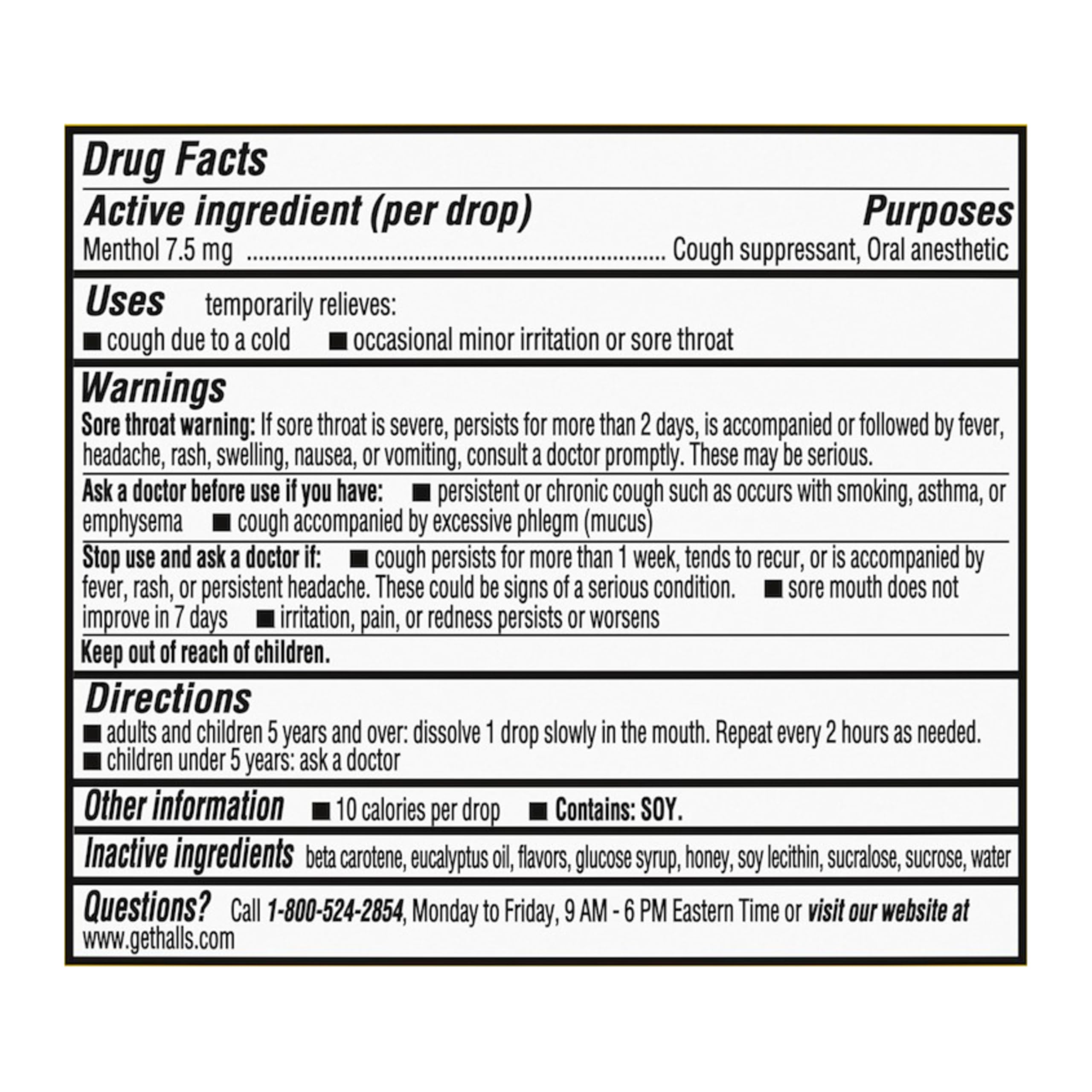 HALLS Cough and Throat Relief Honey Lemon Cough Drops, Bulk Pack, 250 Drops