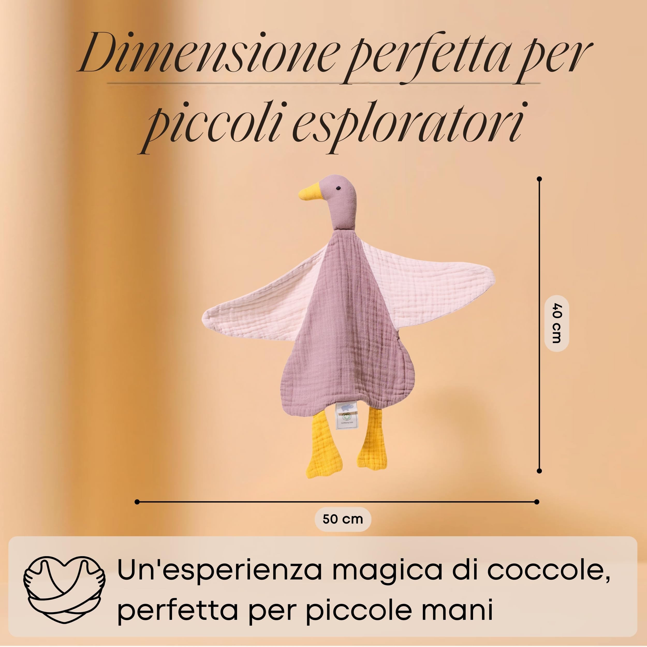 Panno Morbido Anatra | Cotone Mussola | Regalo di Nascita per Maschi & Femmine | Giocattolo per Bambini | GOTS | Dusty Rose