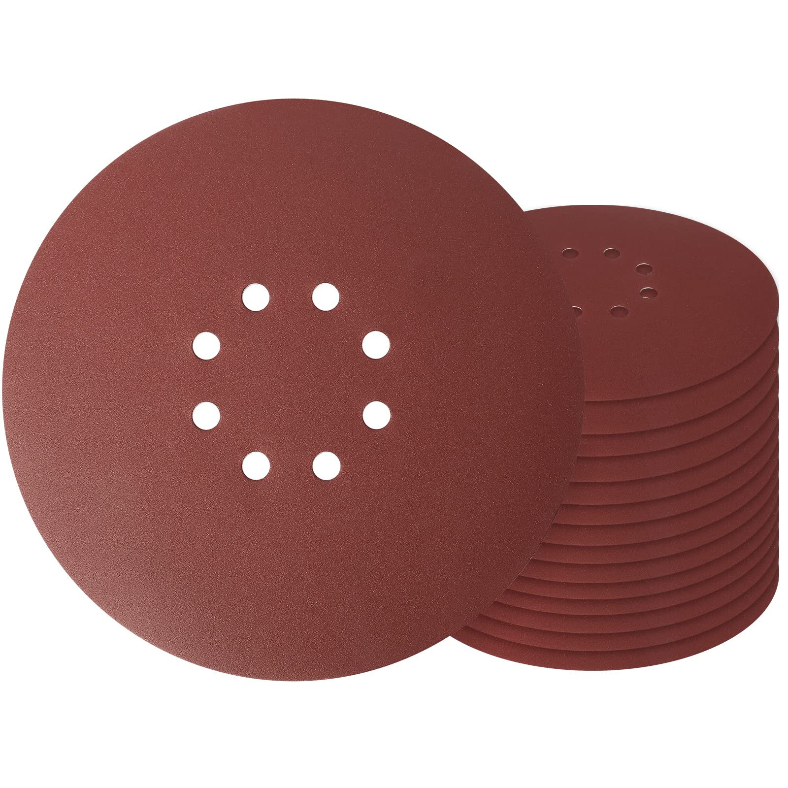 9 Inch 8 Hole Sanding Disc, GOH DODD 320 Grit 15 Pieces Hook and Loop Sandpaper Aluminum Oxide Sanding Pads Sand Paper for Drywall Sander Wood Metal