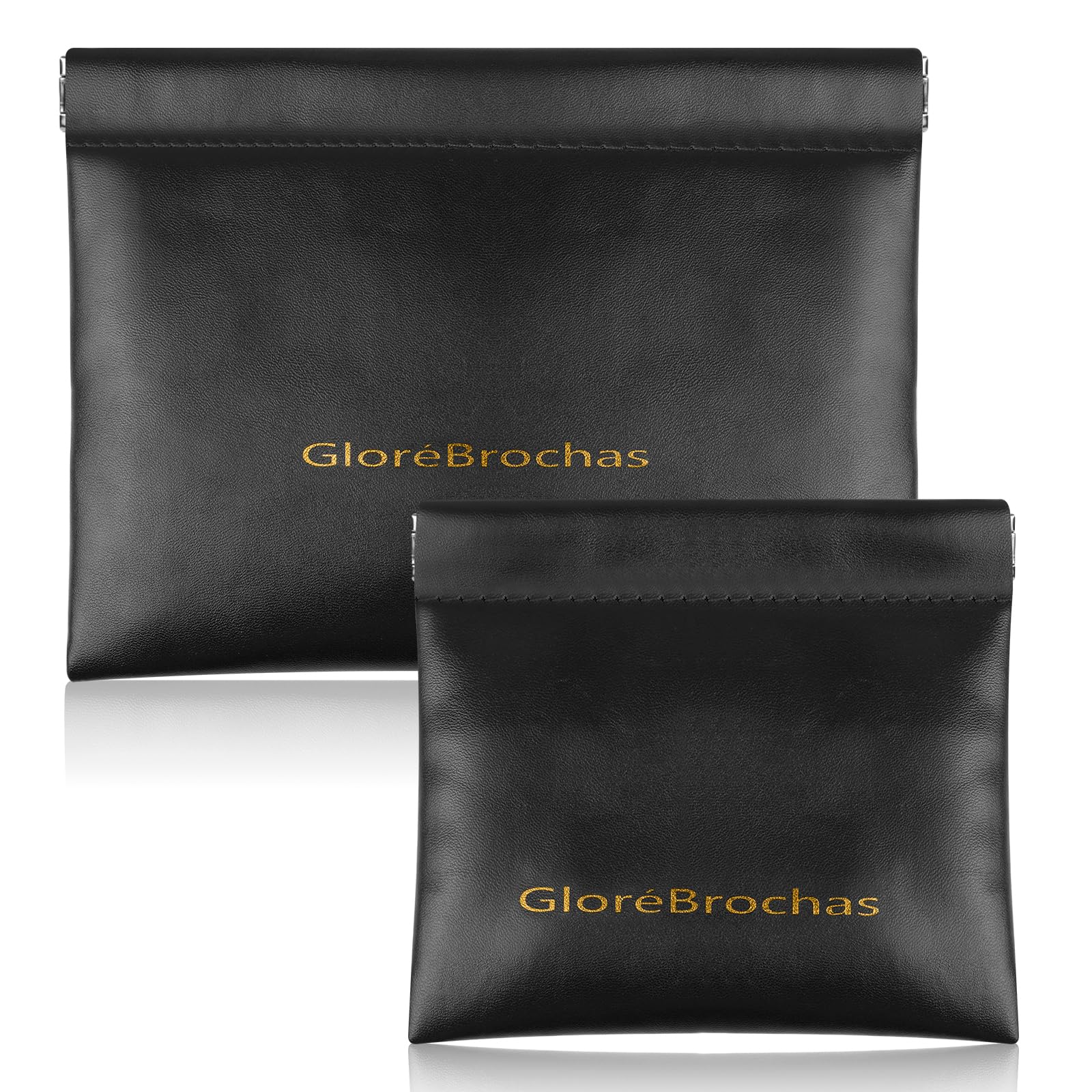 Makeup Bag for Purse:GloréBrochas PU Leather Makeup Pouch Set Large & Small Portable Cosmetic Bags, Waterproof Squeeze Top Coin Purse,Travel Organizer